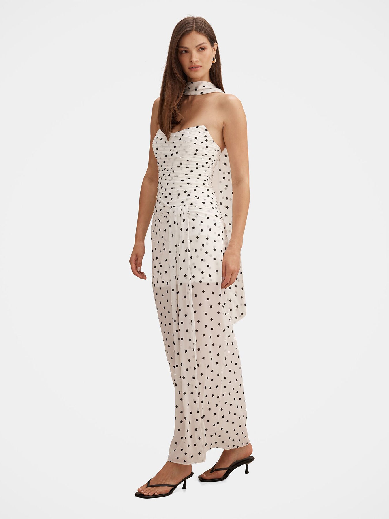 Arli Strapless Ruched Maxi Dress White