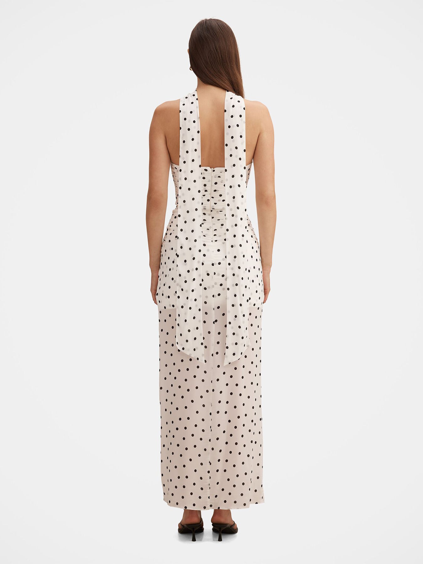 Arli Strapless Ruched Maxi Dress White
