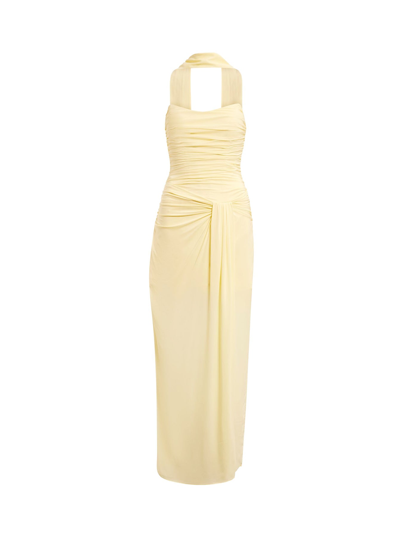 Arli Strapless Ruched Maxi Dress Yellow