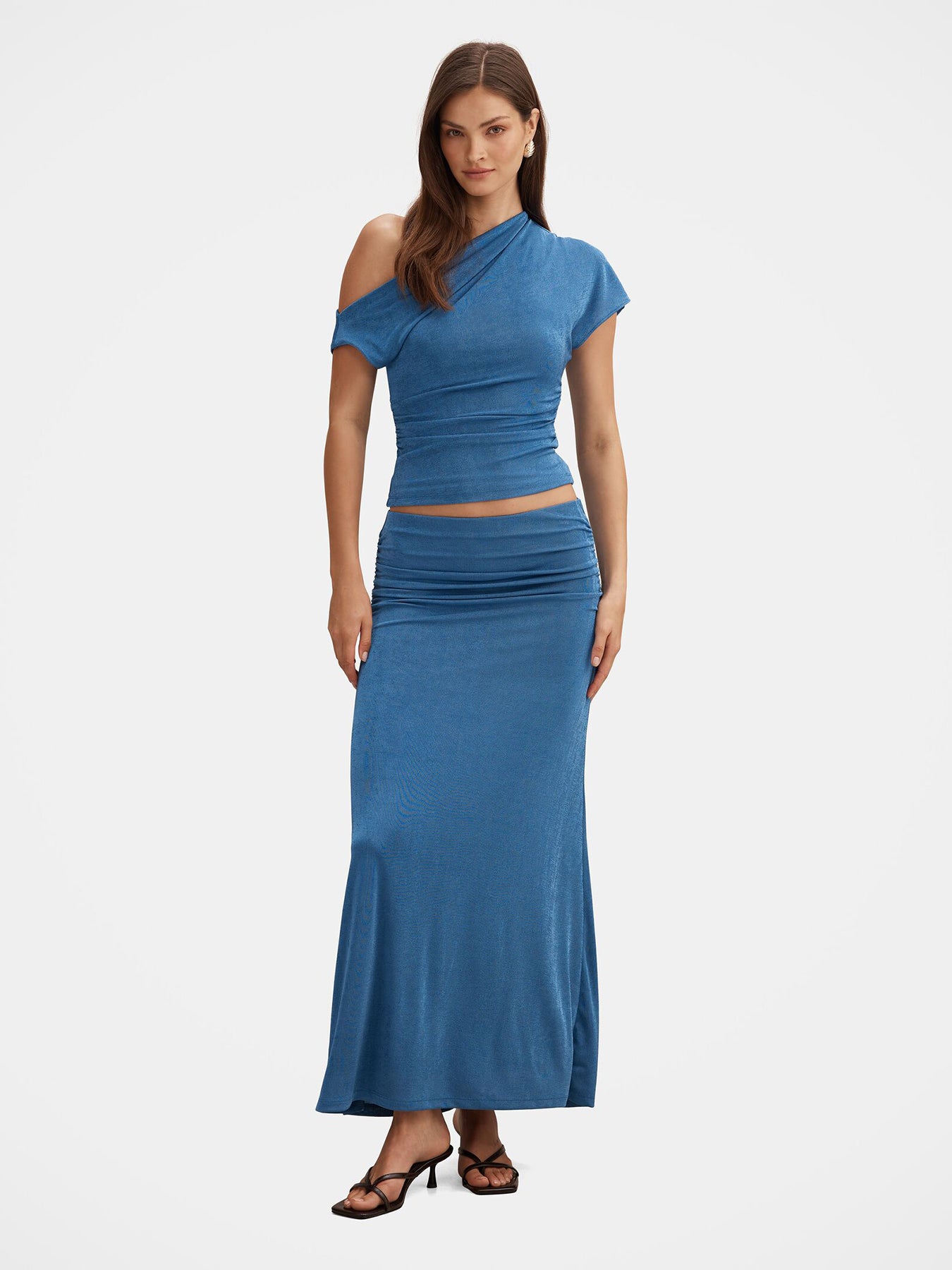 Arabella Flute Maxi Skirt Blue