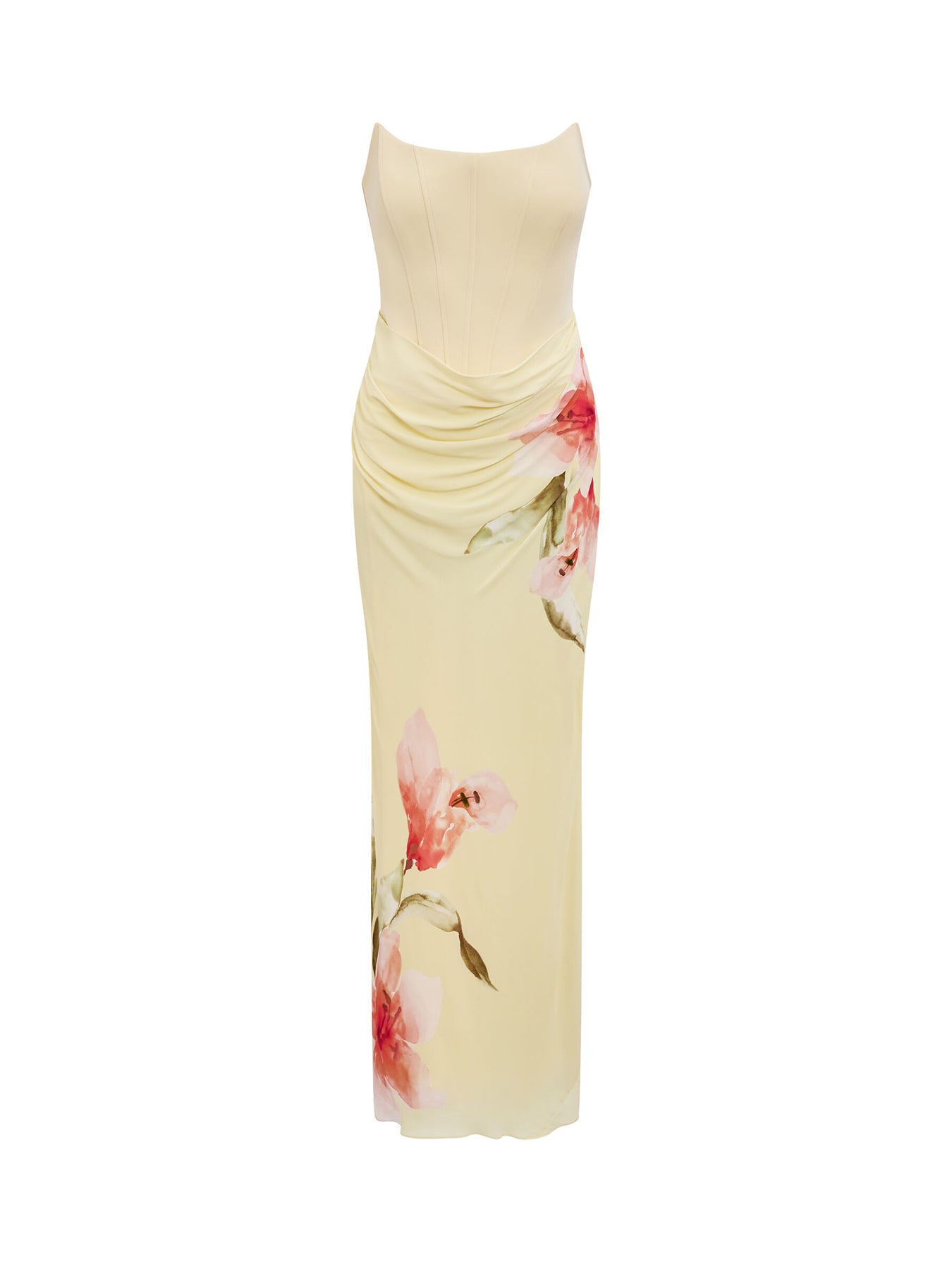 Isra Printed Strapless Maxi Dress Yellow