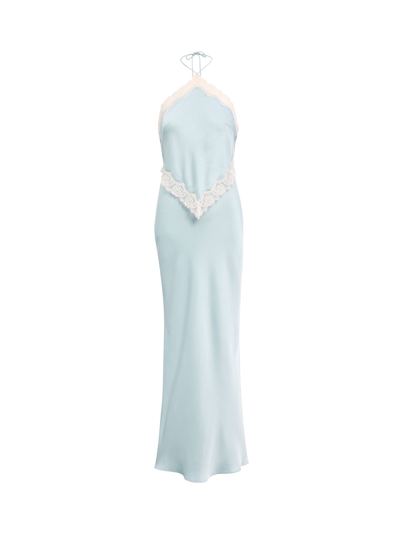 Kelli Lace Strappy Satin Maxi Dress Blue