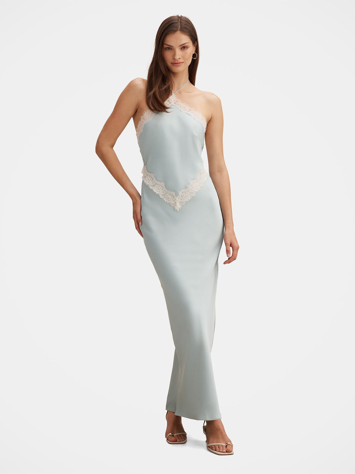kelli maxi dress Kelli Lace Strappy Satin Maxi Dress Blue – Fenwick