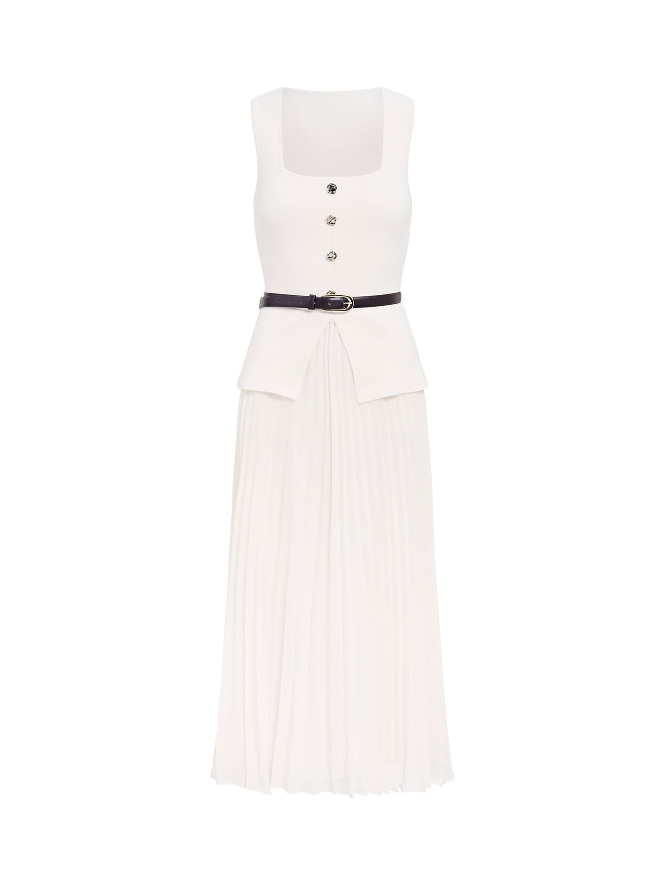 Delphine Sleeveless Square Neck Dress Cream