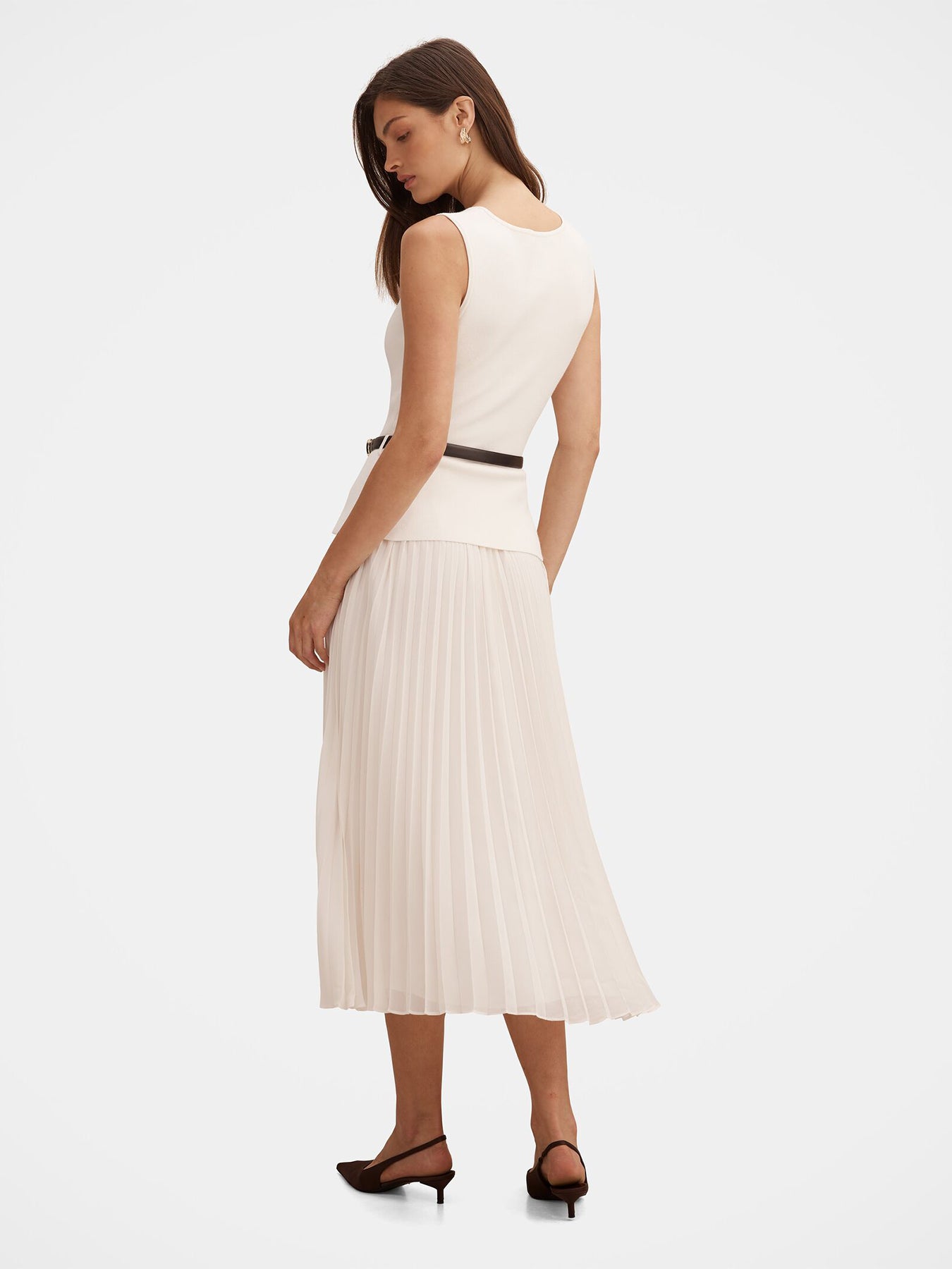 Delphine Sleeveless Square Neck Dress Cream