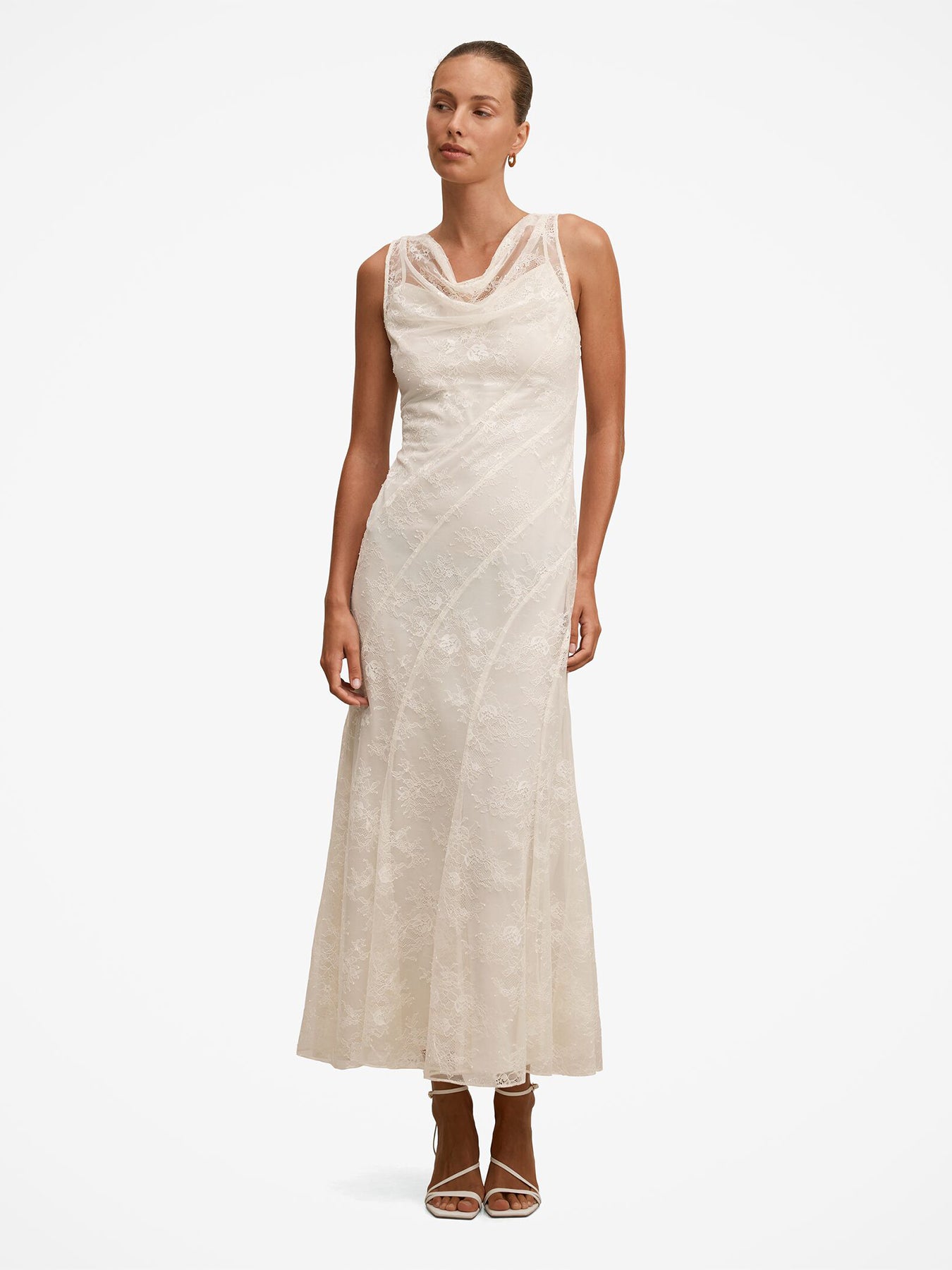 Jenna Panelled Lace Dress Cream