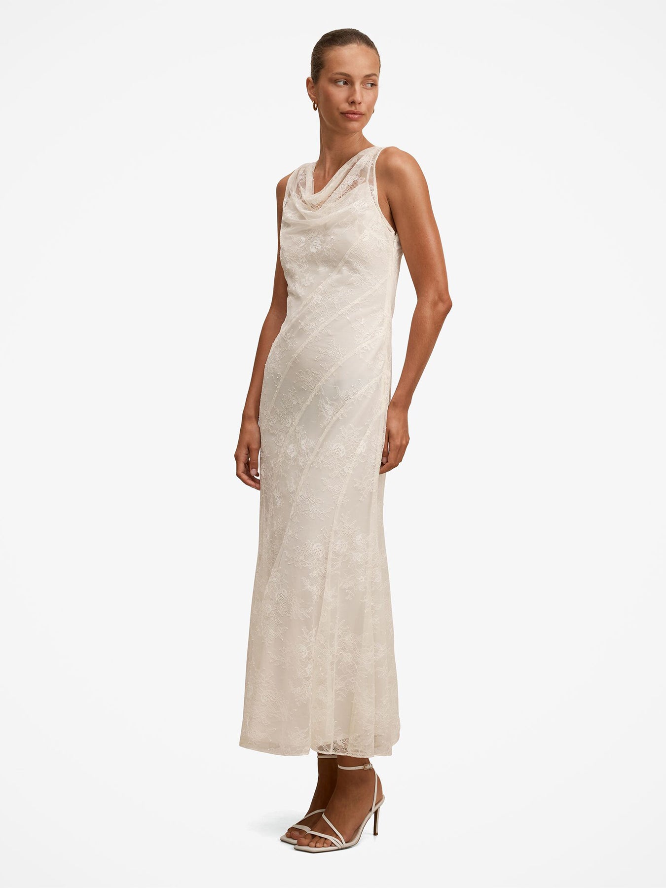 Jenna Panelled Lace Dress Cream