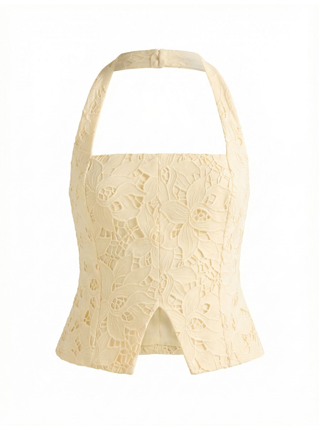 Sally Lace Halter Neck Top Yellow