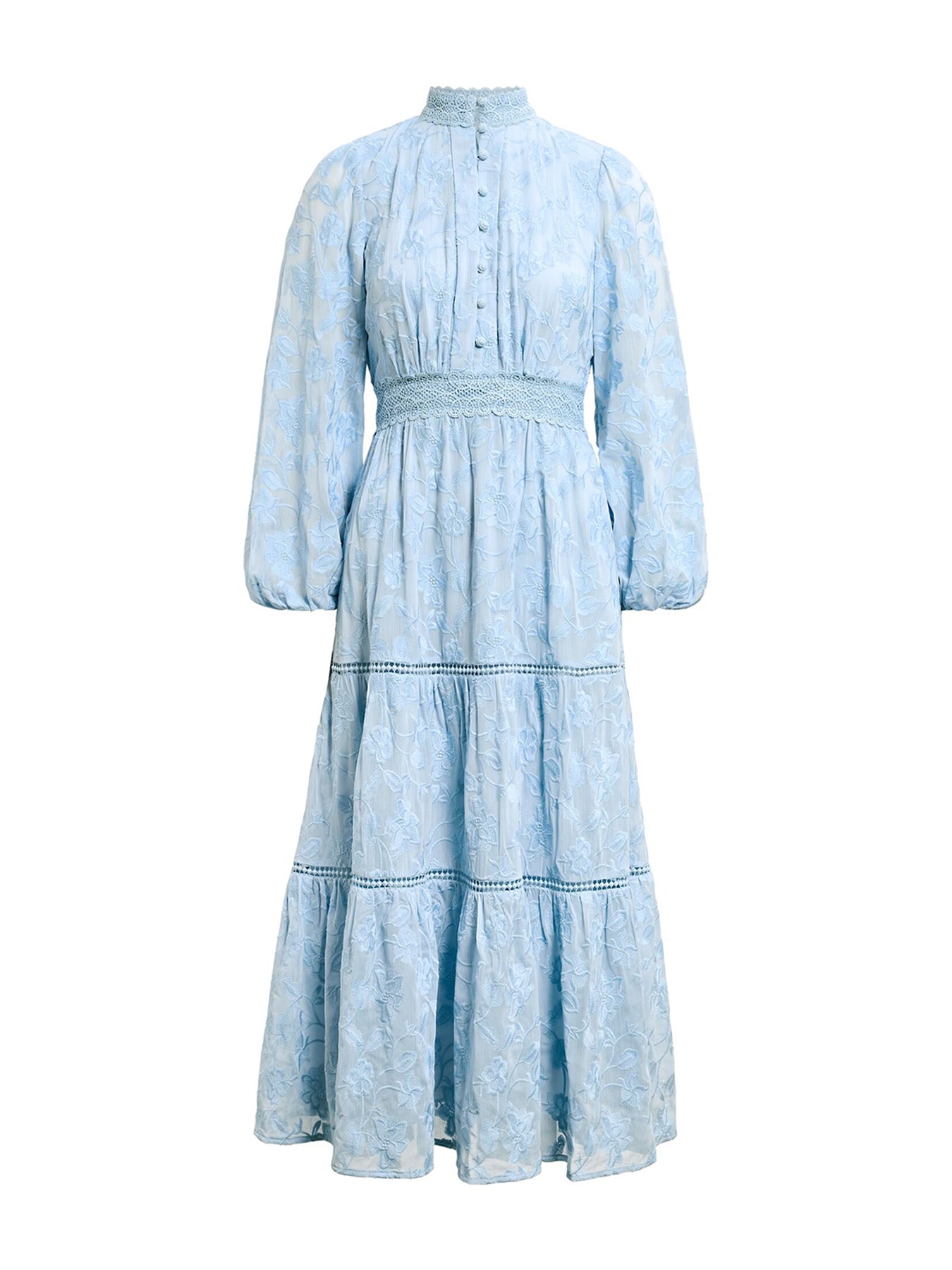 Nala Embroidered Midi Dress Blue