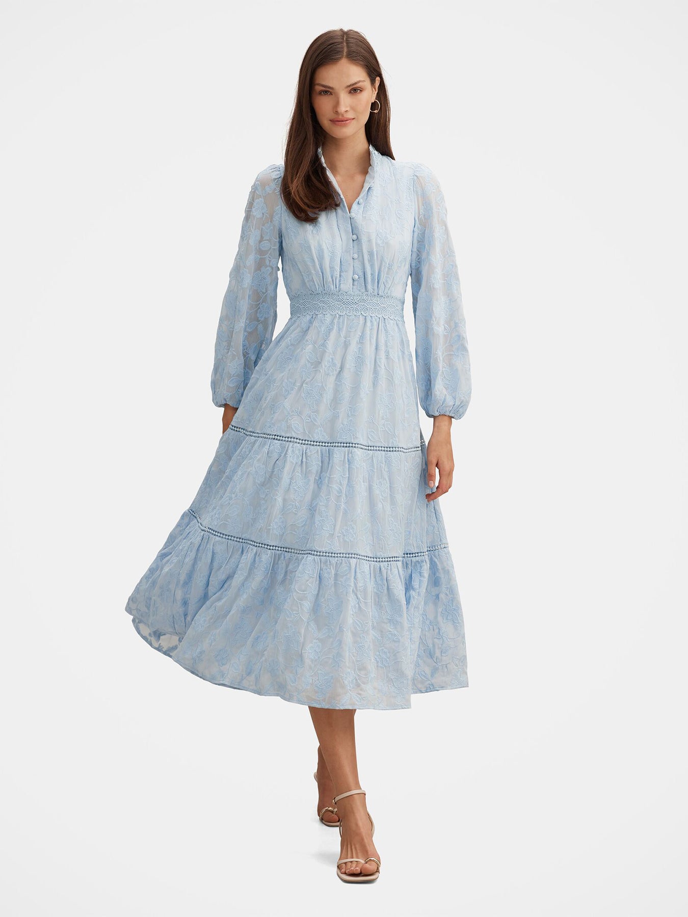 Nala Embroidered Midi Dress Blue