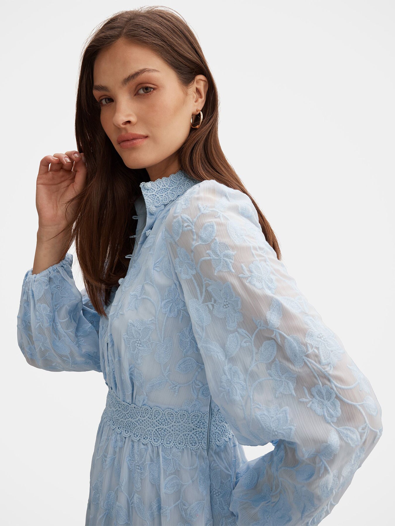 Nala Embroidered Midi Dress Blue