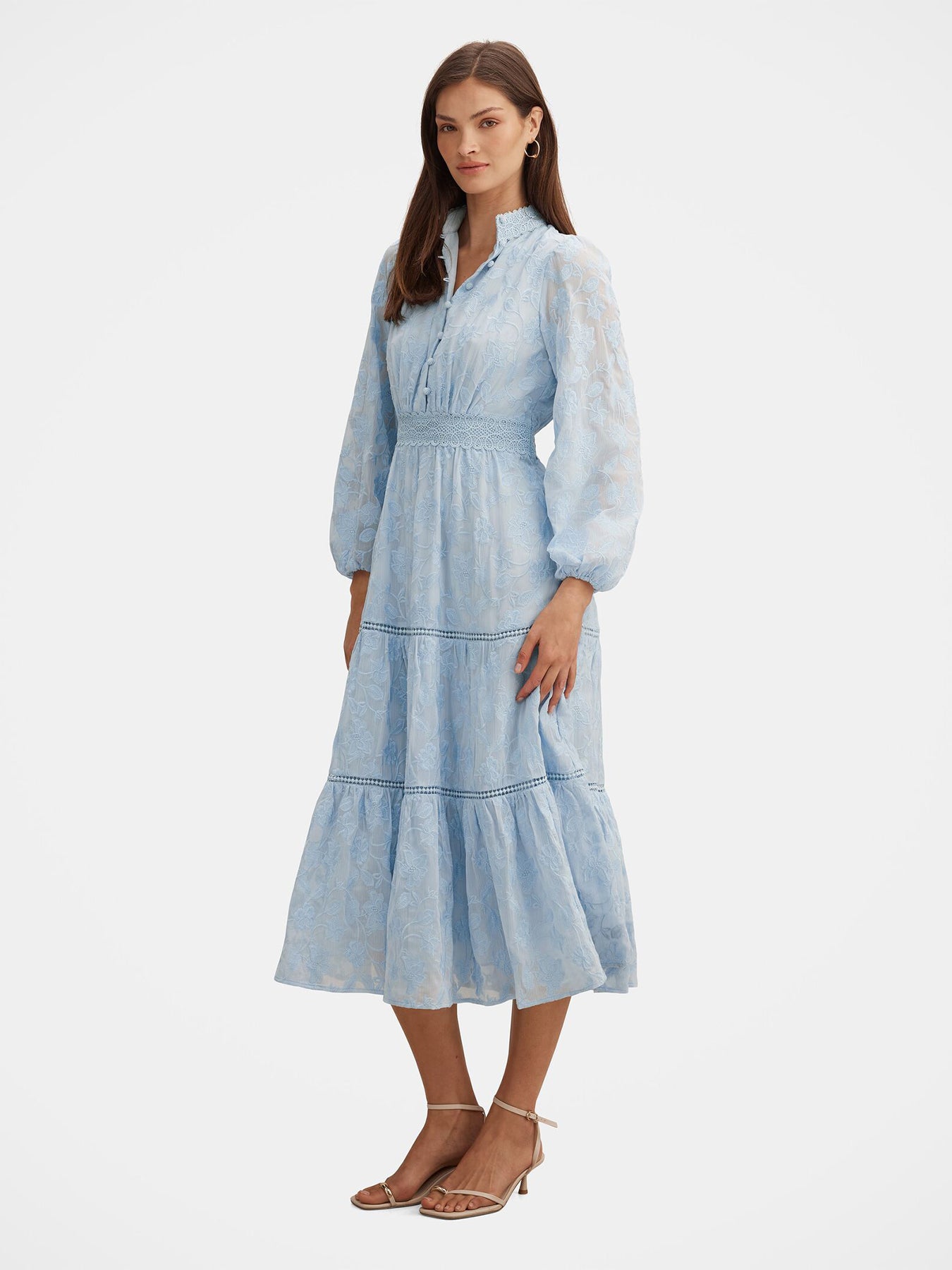 Nala Embroidered Midi Dress Blue