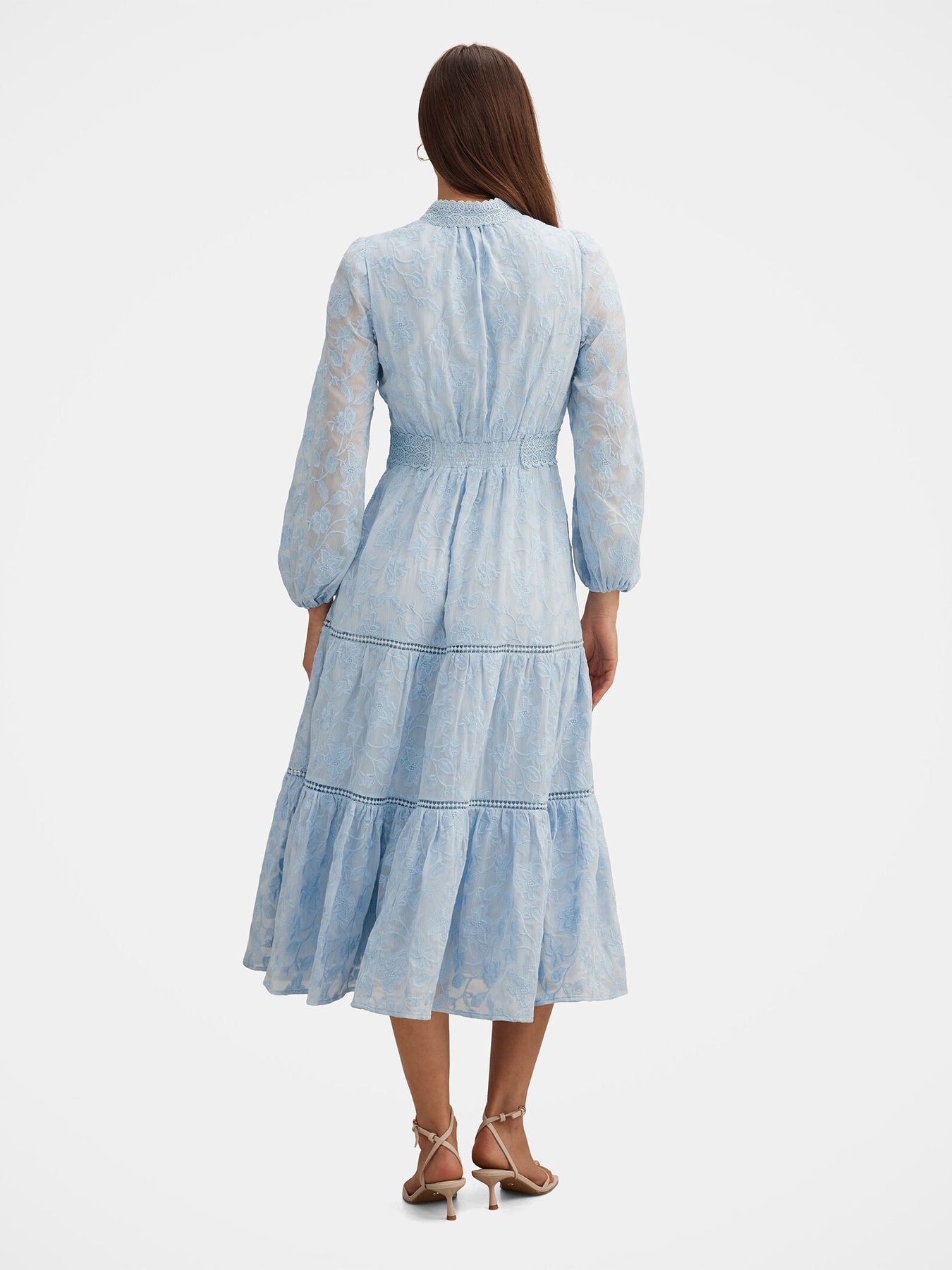 Nala Embroidered Midi Dress Blue