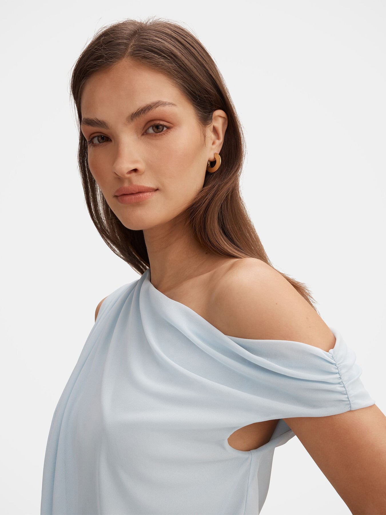 Honey Tipped Shoulder Midi Dress Blue
