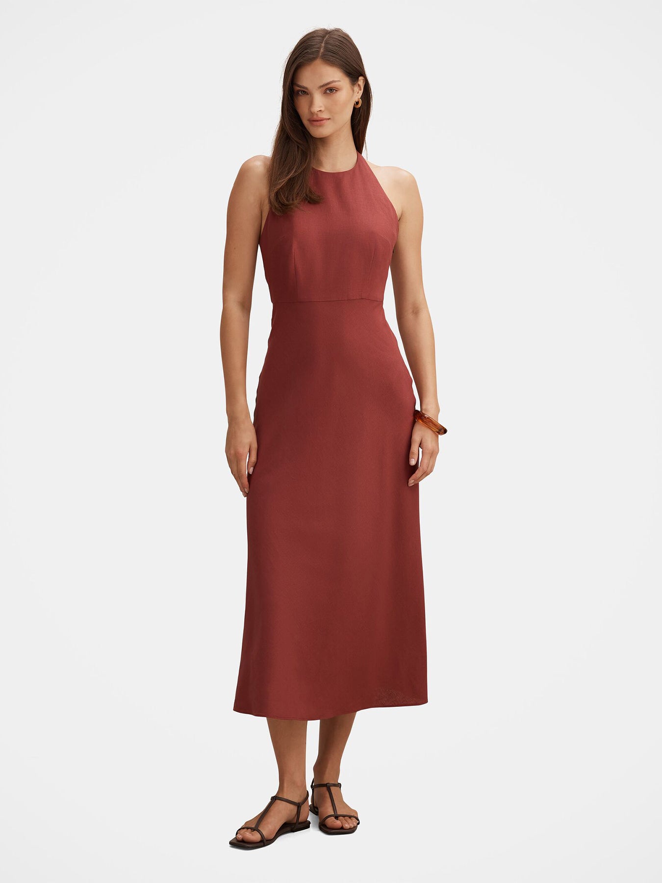 Soraya Beaded Back Midi Dress Red