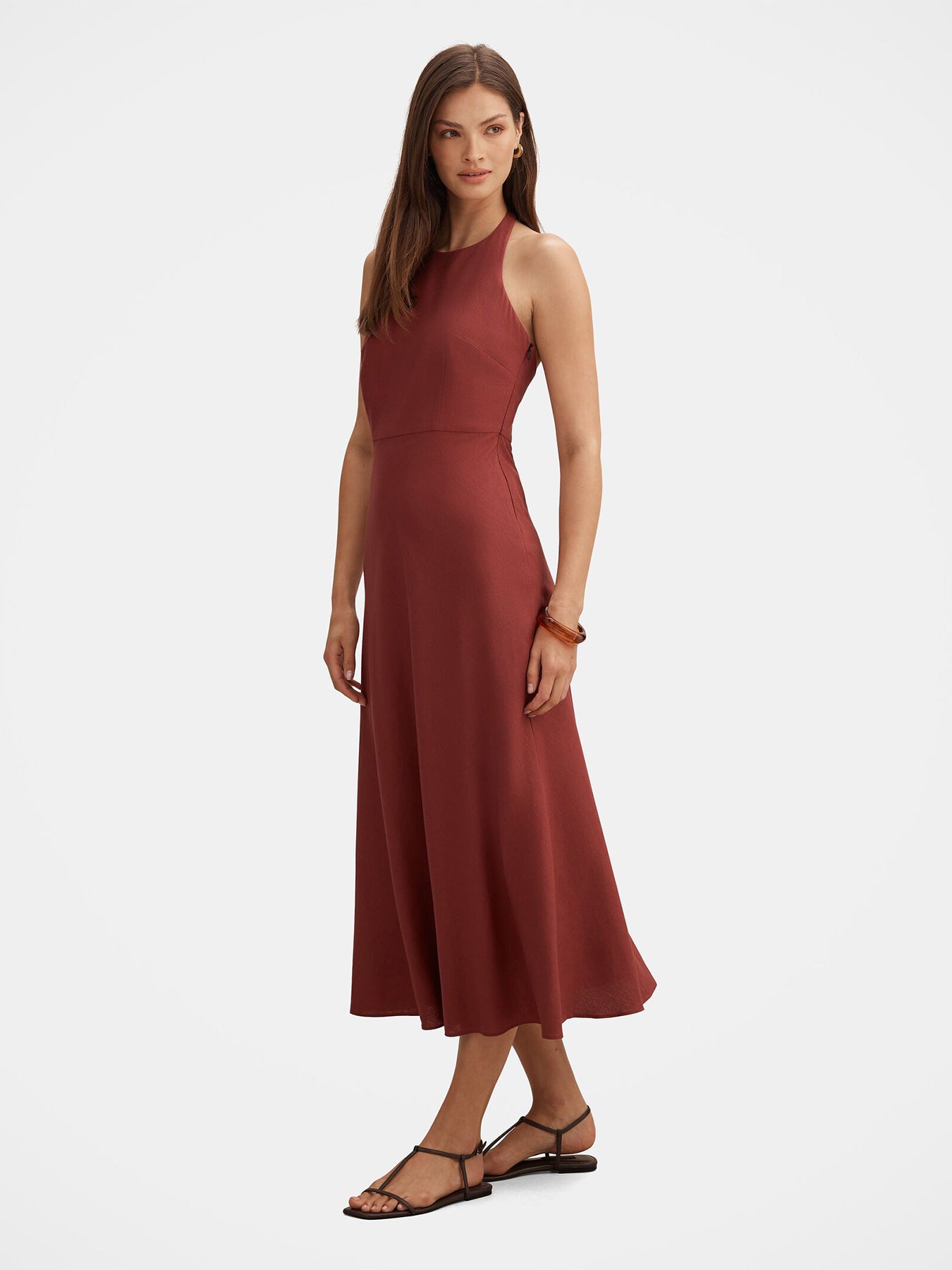 Soraya Beaded Back Midi Dress Red