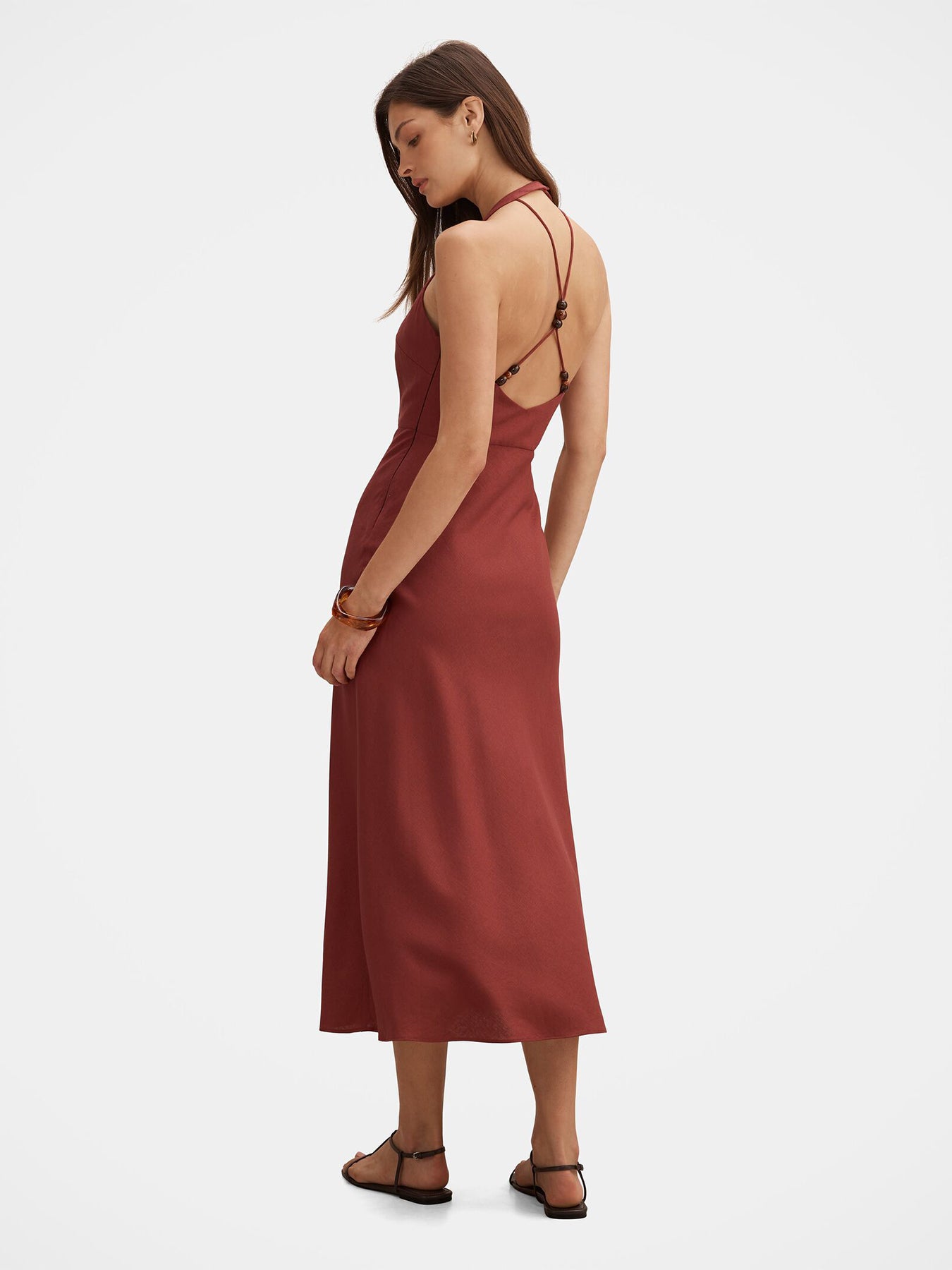 Soraya Beaded Back Midi Dress Red