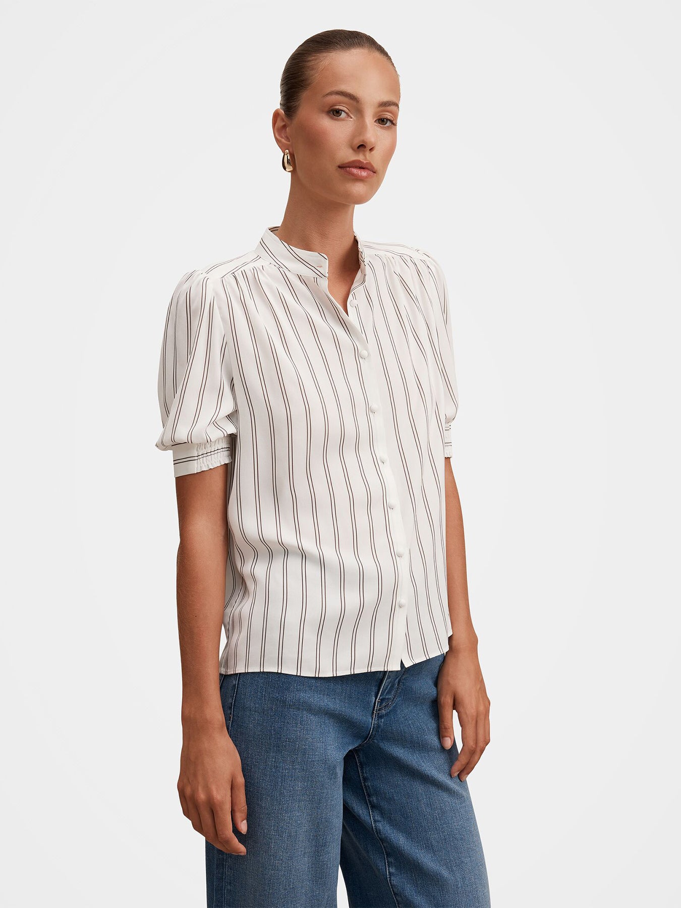 Dorothea Striped Blouse White