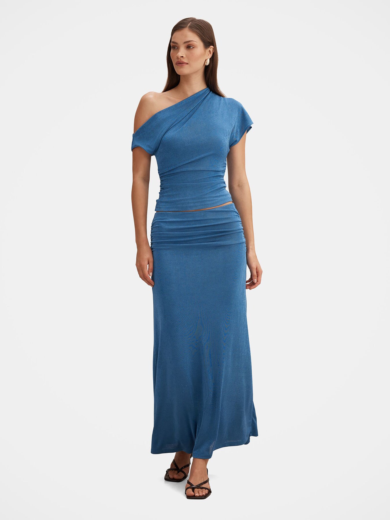 Maia Asymmetrical One Shoulder Top Blue