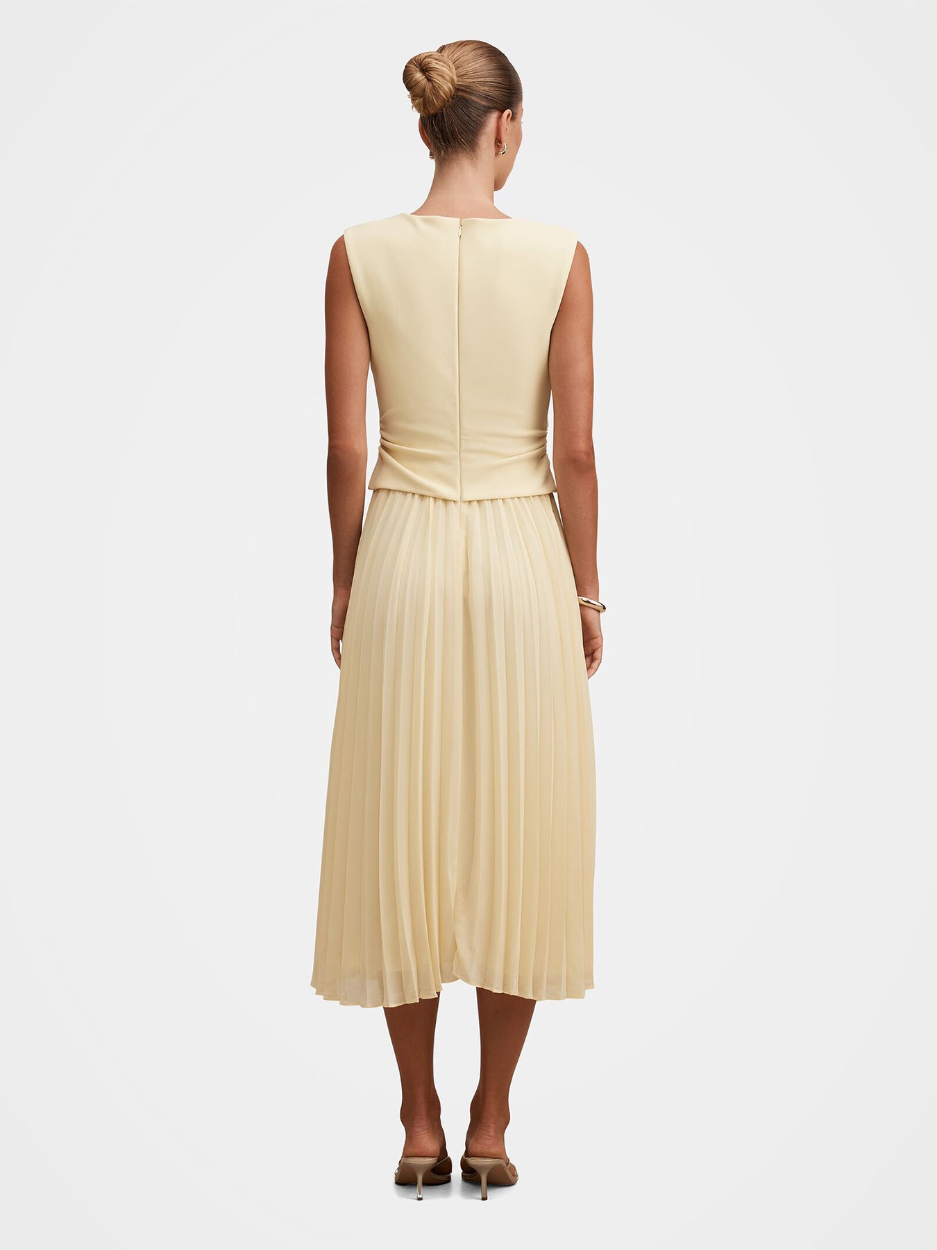 Emilia 2 in 1 Pleated Midi Dress Yellow