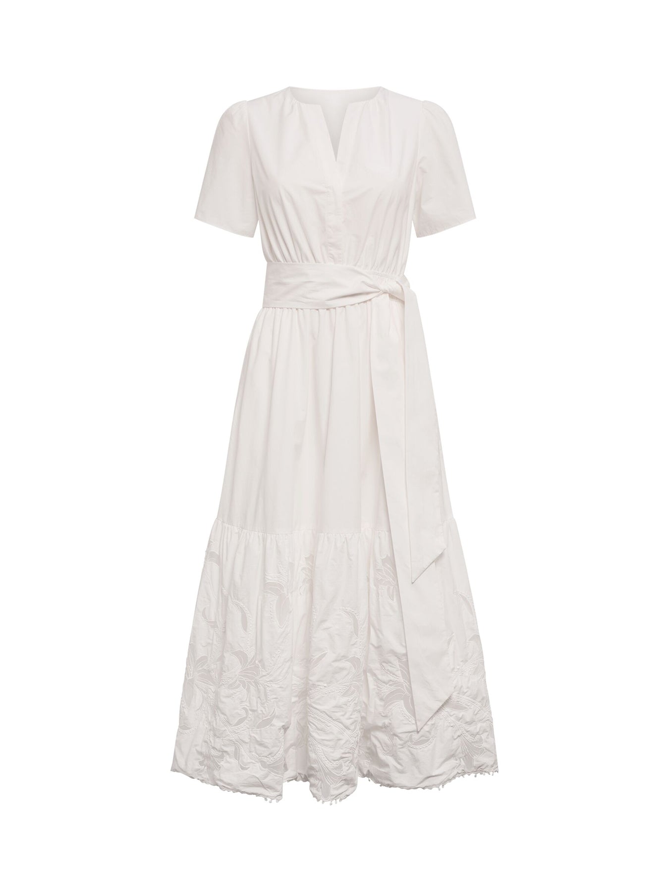 Matilda Embroidered Tie Midi Dress White