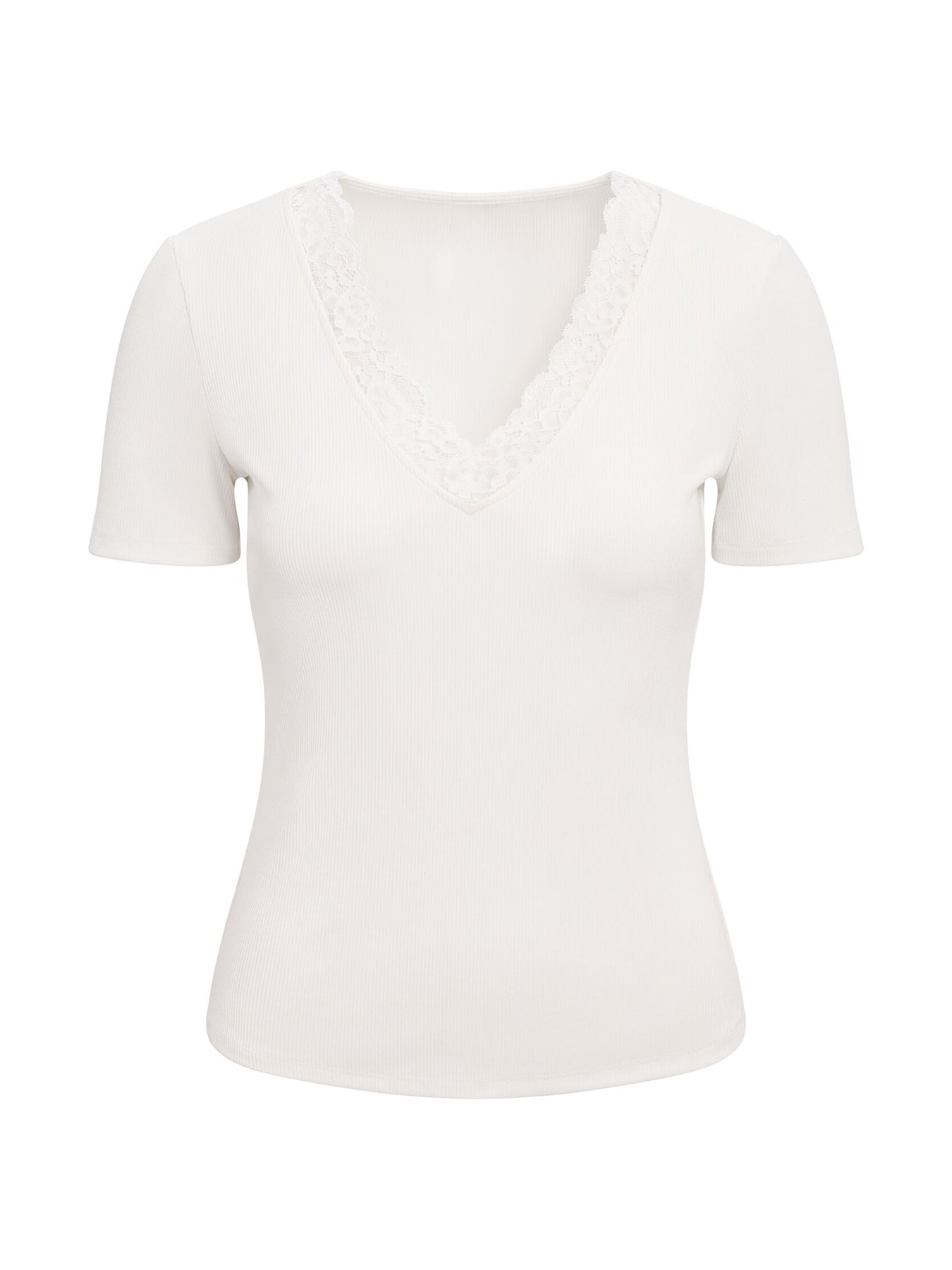 Sienna Lace Trim T-Shirt White
