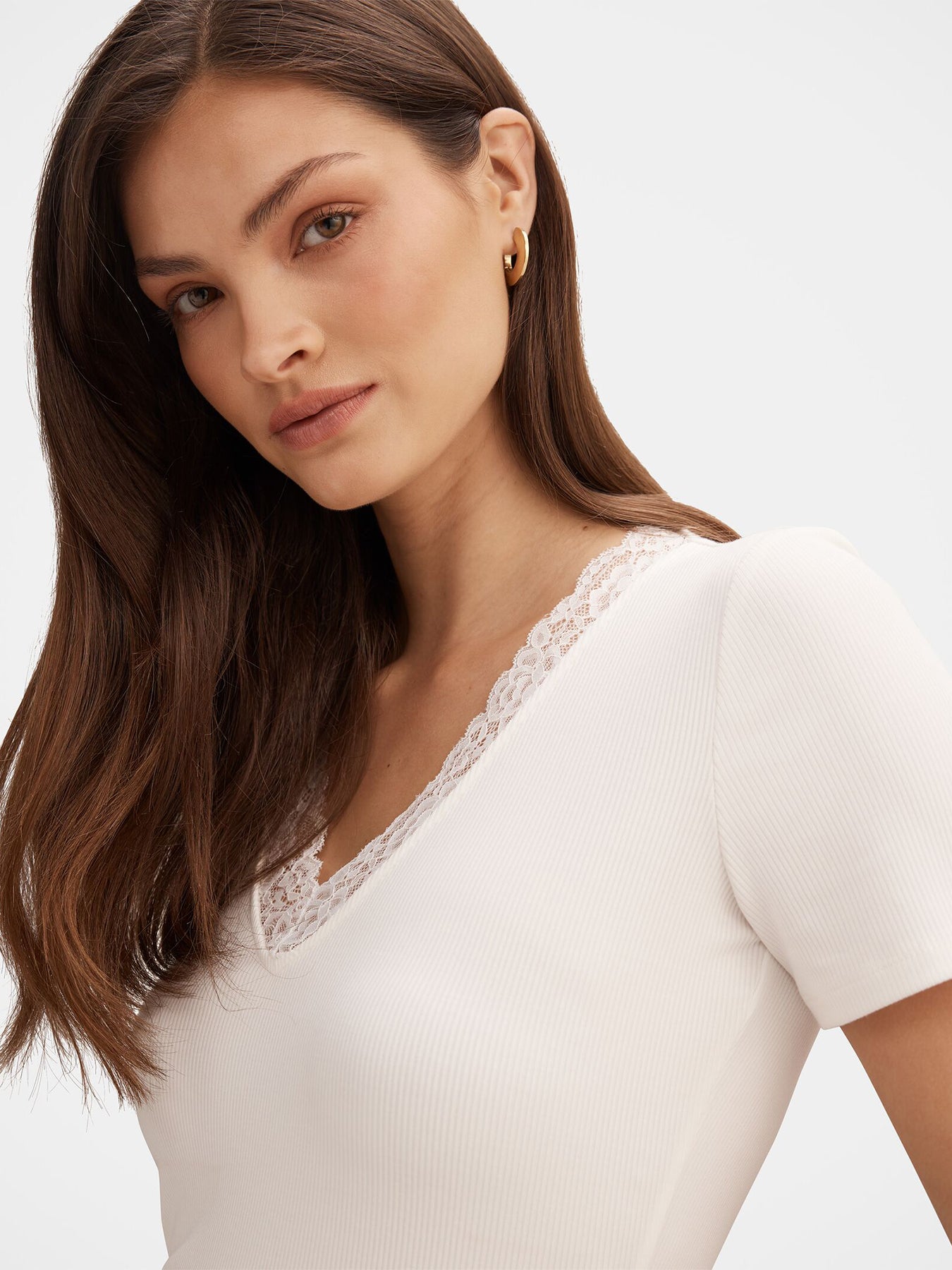 Sienna Lace Trim T-Shirt White