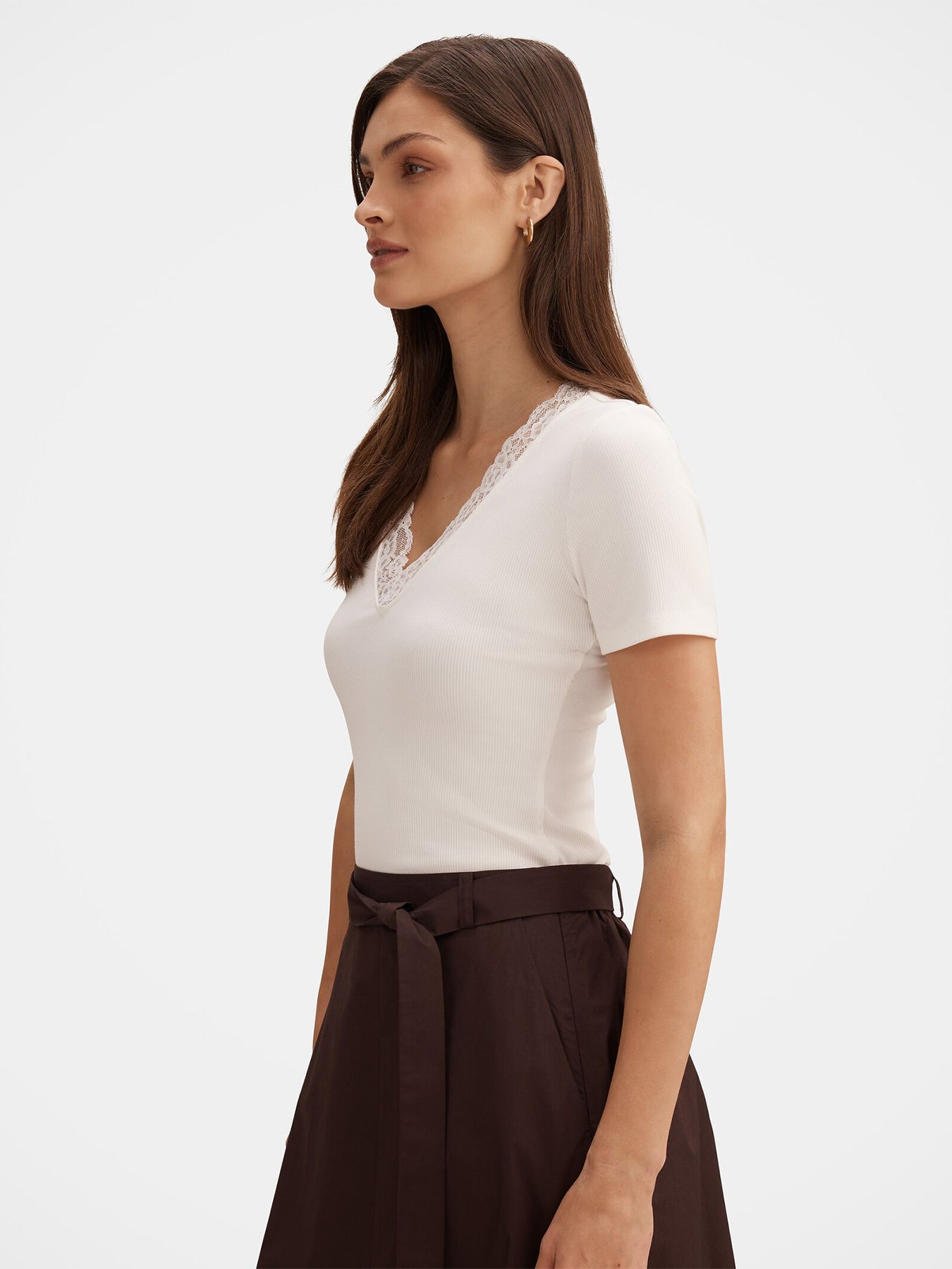 Sienna Lace Trim T-Shirt White