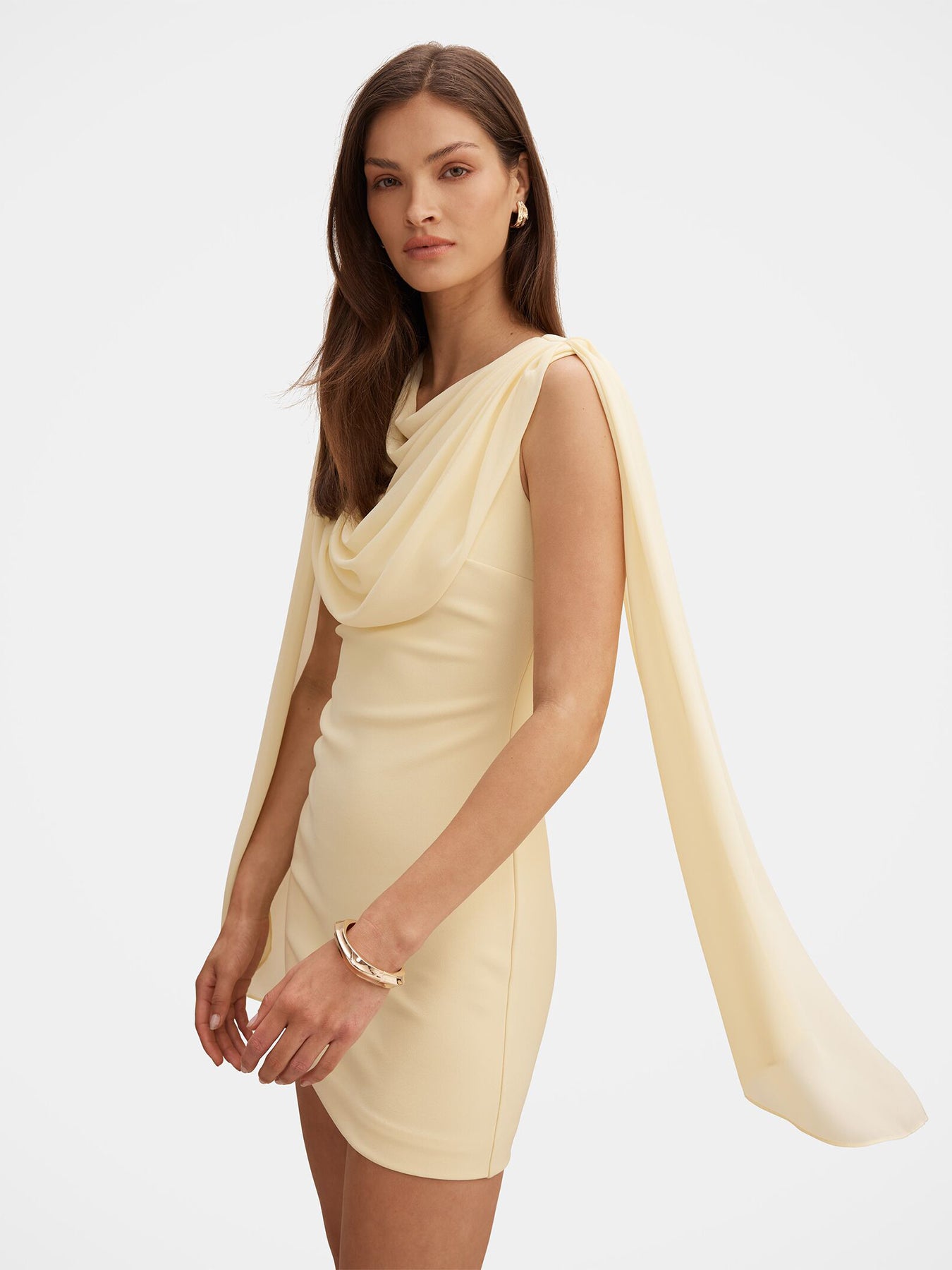 Bowie Mini Dress with Shawl Yellow
