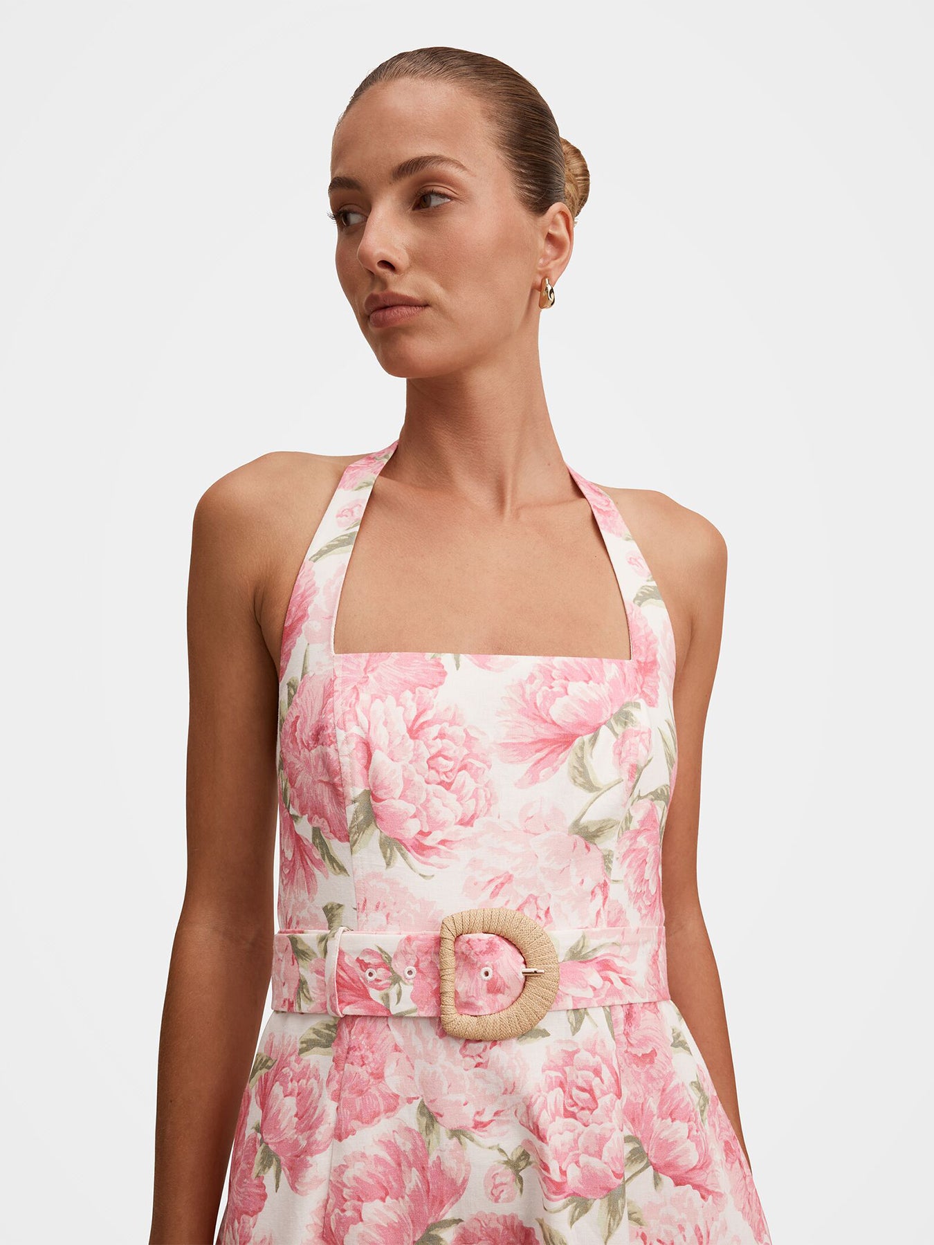 Blossom Halter Neck Midi Dress Pink