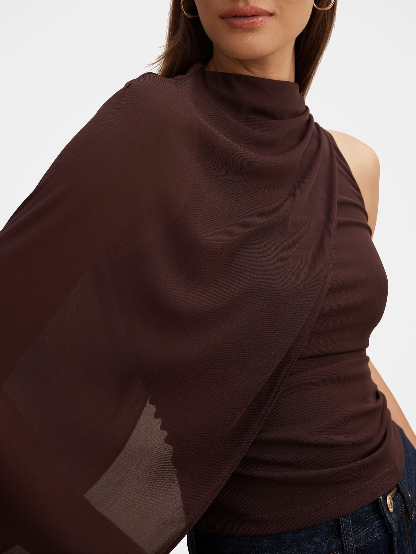 Rosalind Asymmetrical Cape Top Brown