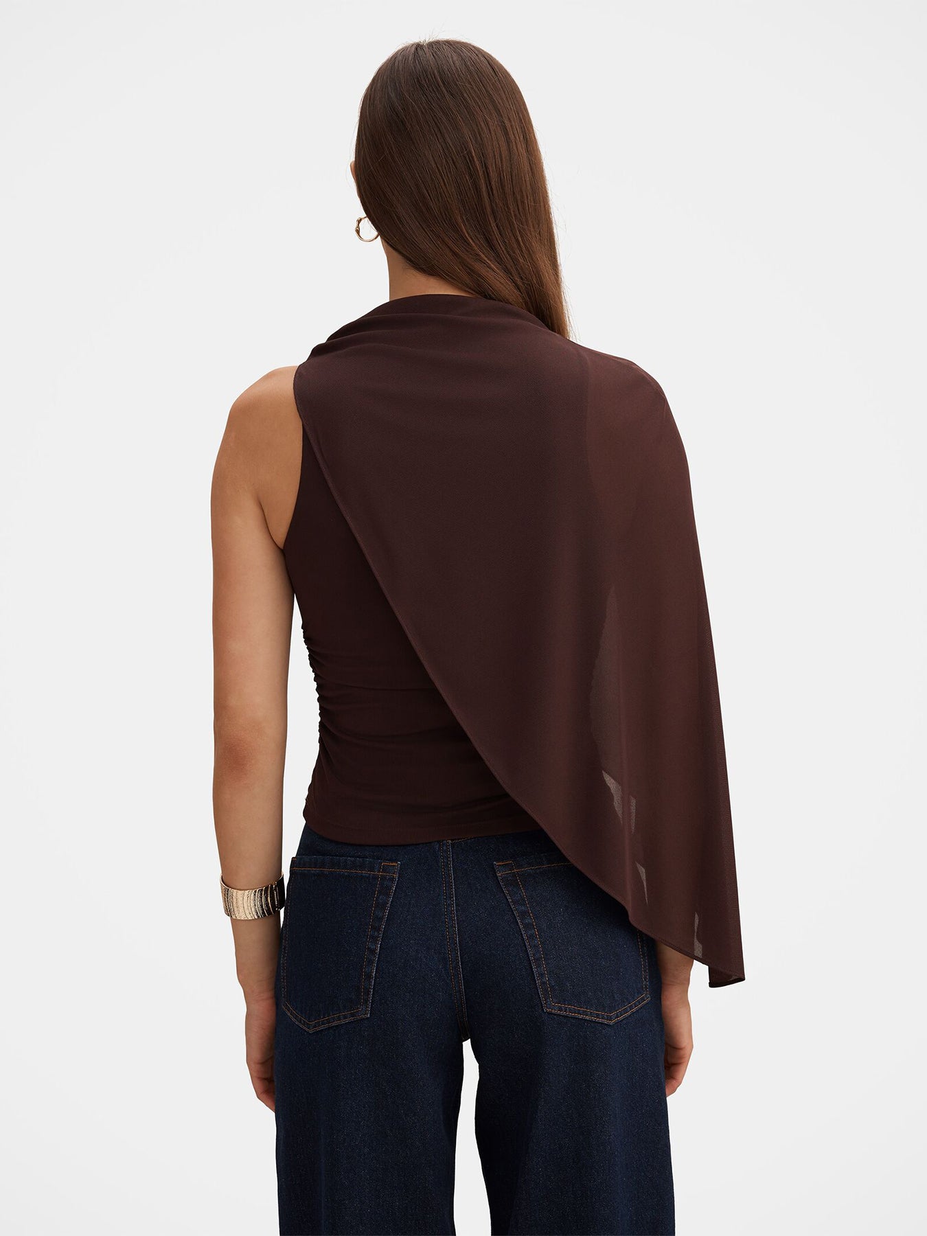 Rosalind Asymmetrical Cape Top Brown