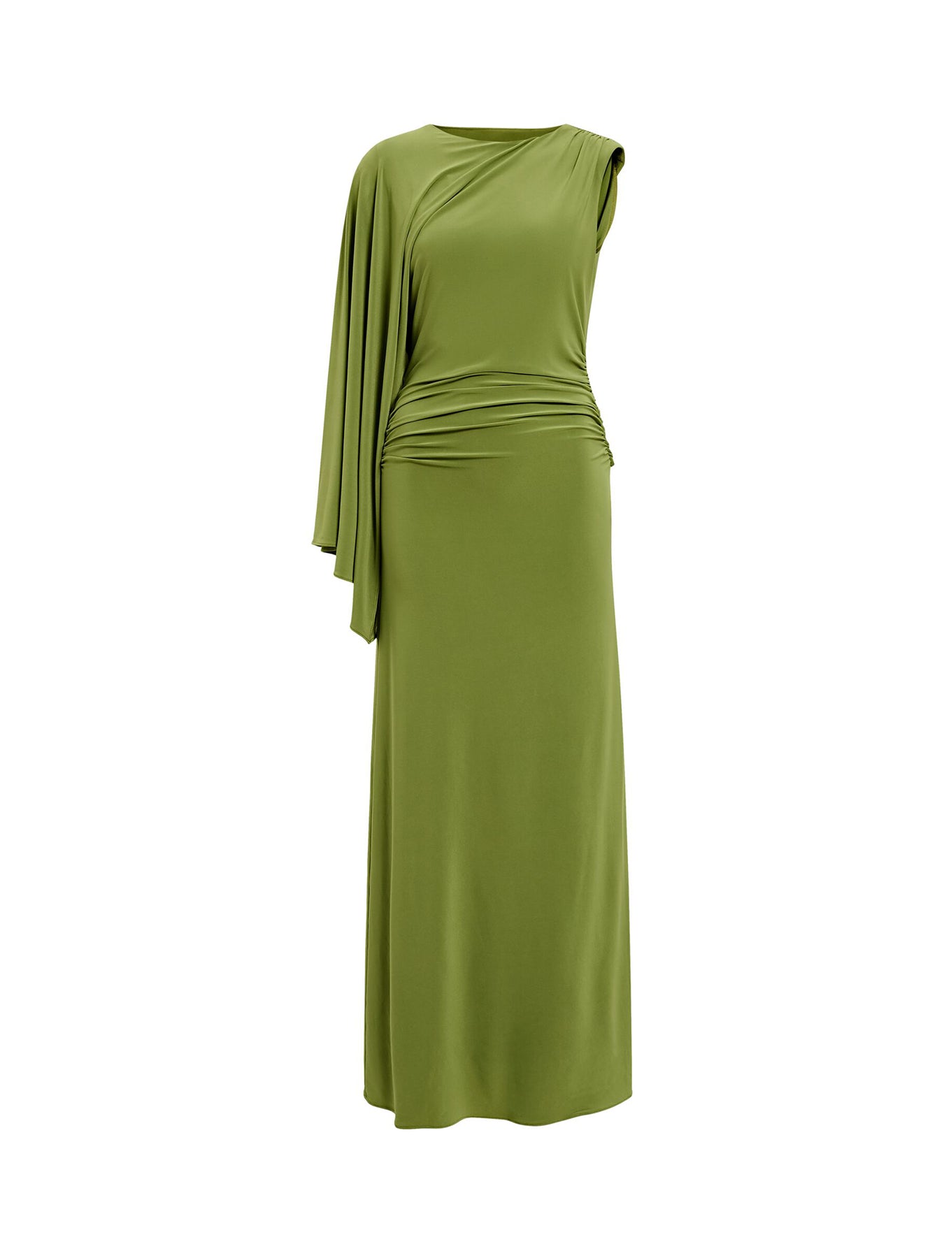 Fleur Cape Shoulder Maxi Dress Green