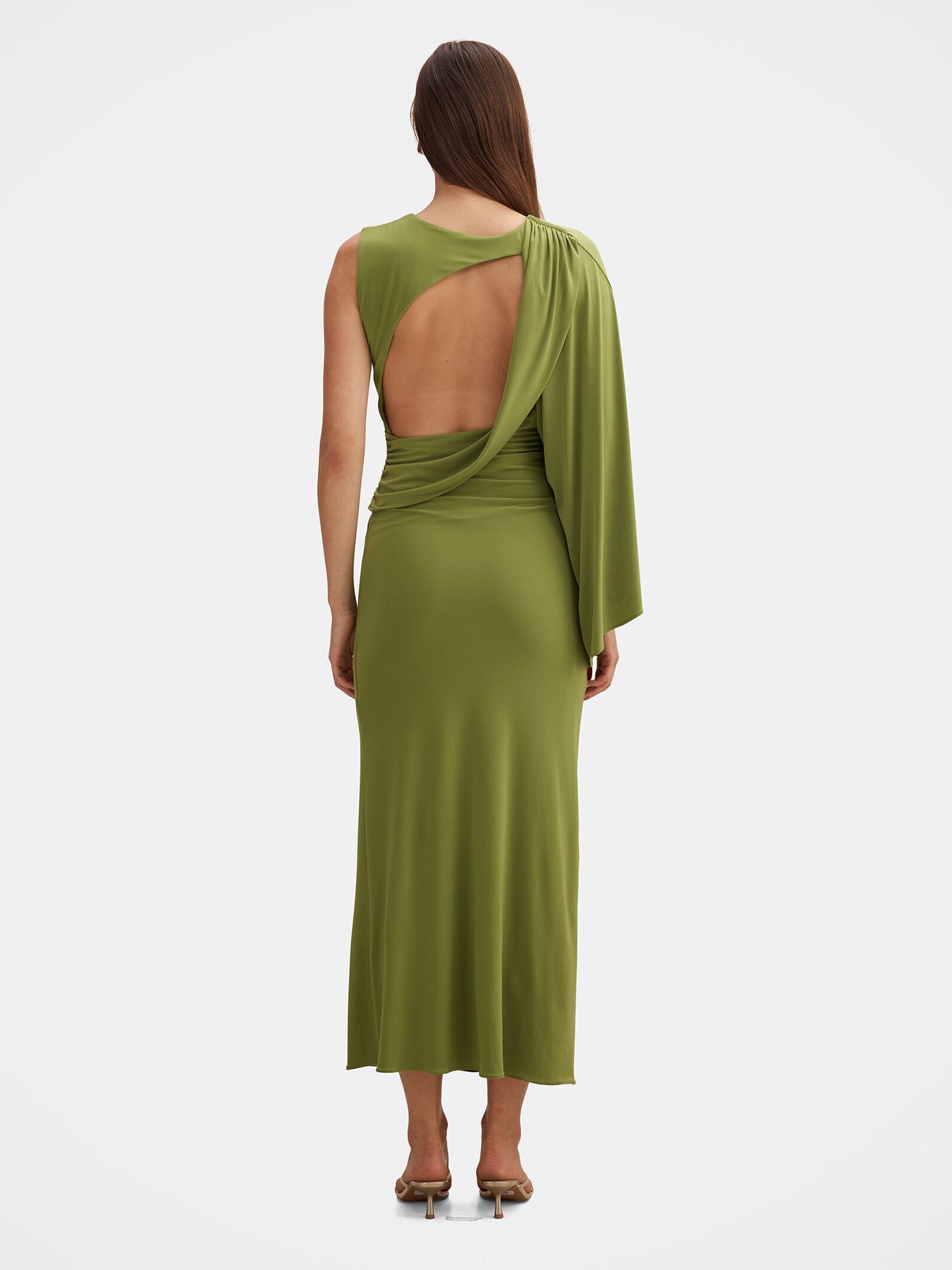 Fleur Cape Shoulder Maxi Dress Green
