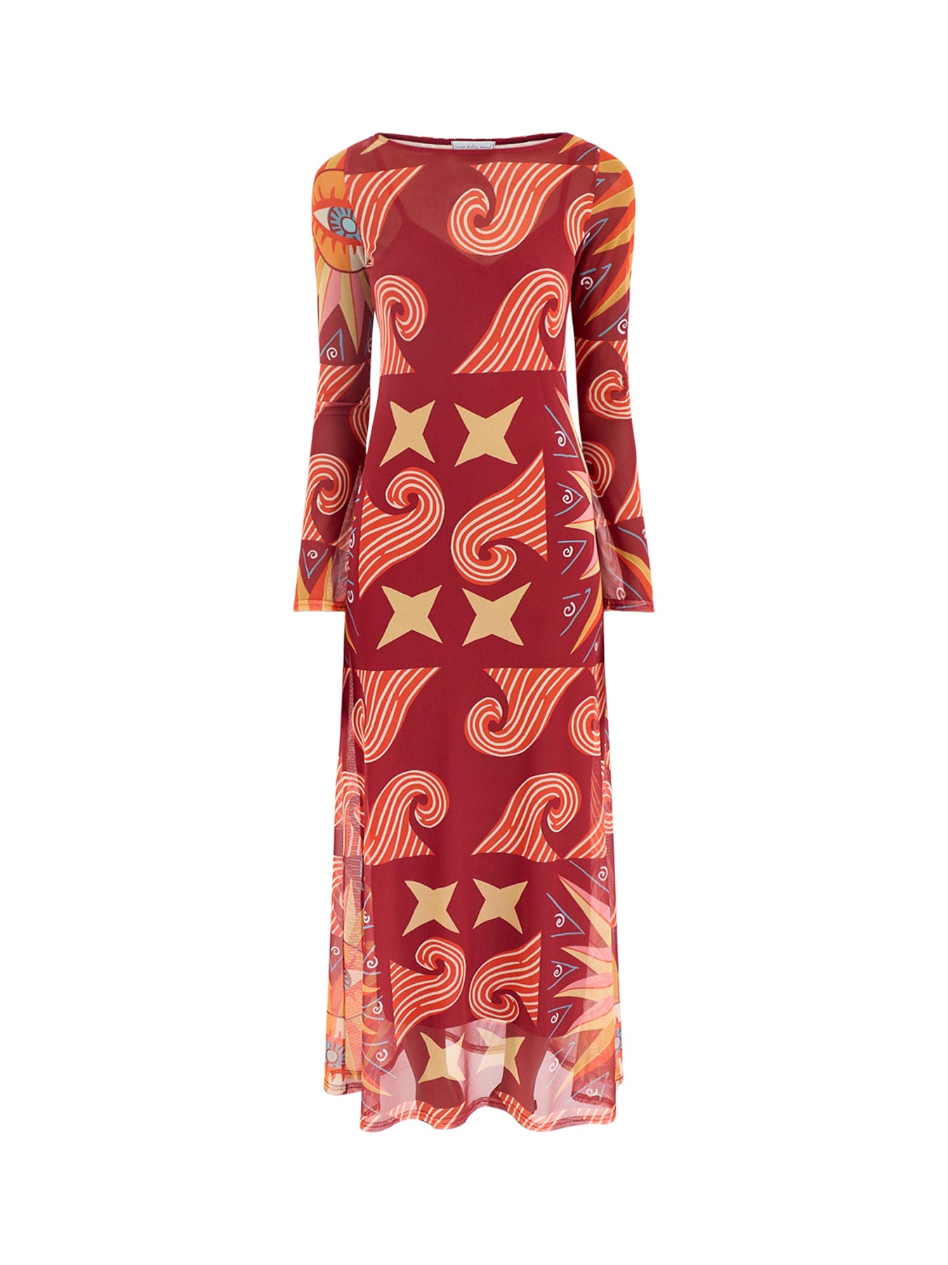 Aria Dolce Vita Mesh Maxi Dress Burgundy