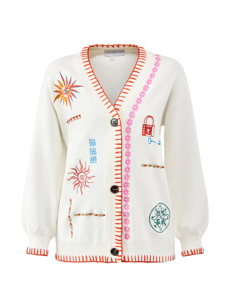 Embroidered Martha Cardigan White – Fenwick