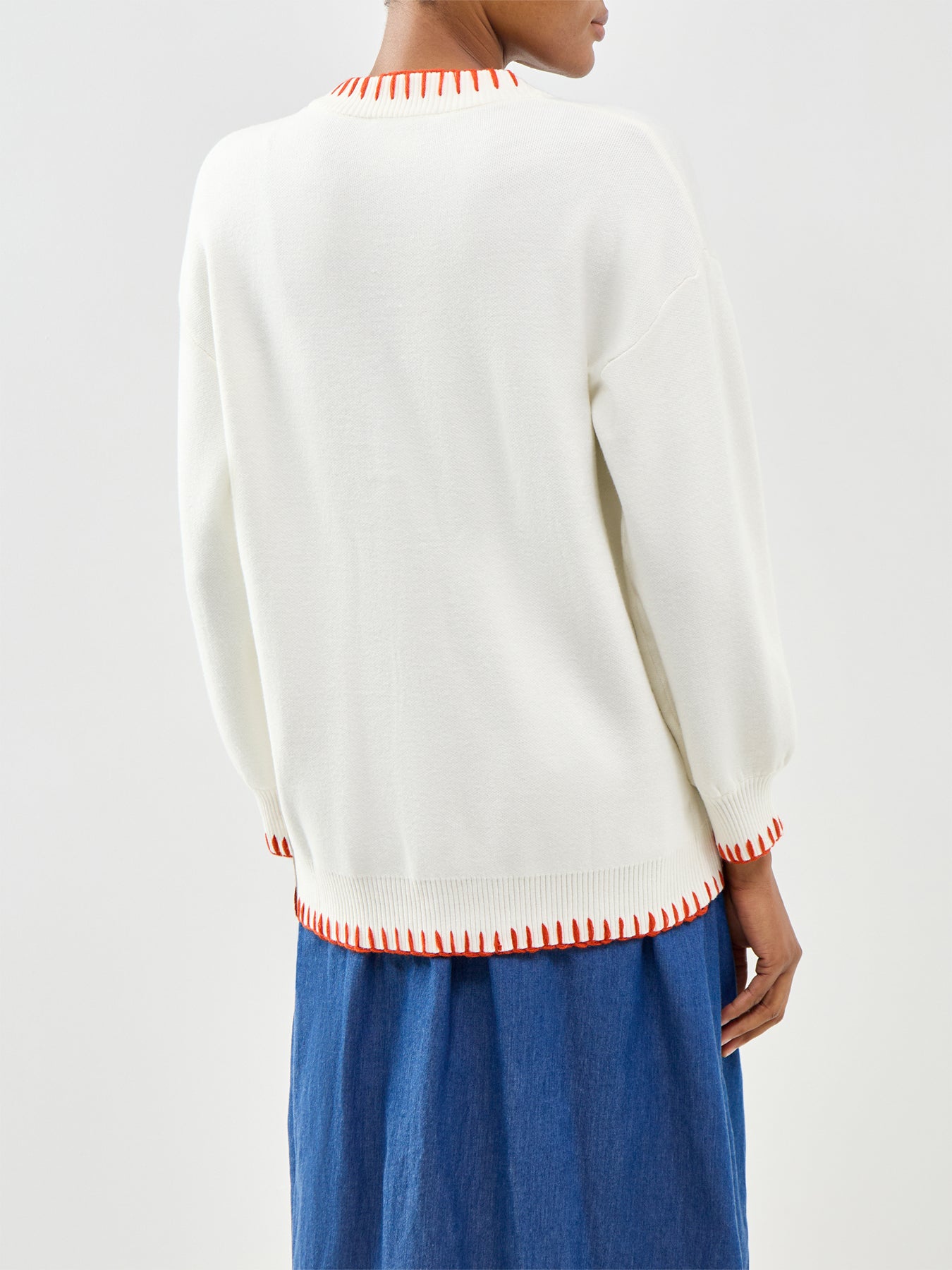 Embroidered Martha Cardigan White