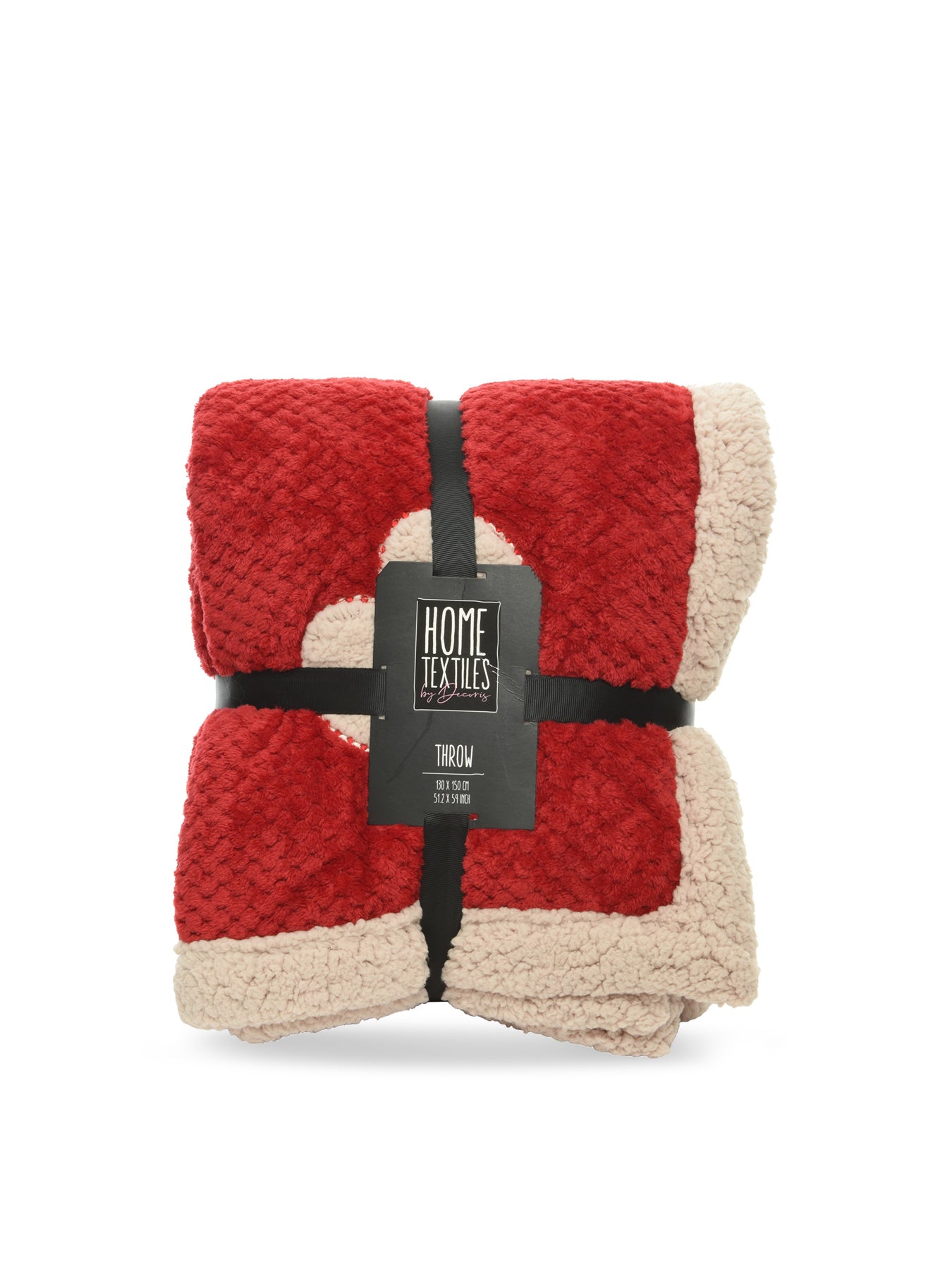 Diamond Flannel Sherpa Heart Throw 130 x 150cm