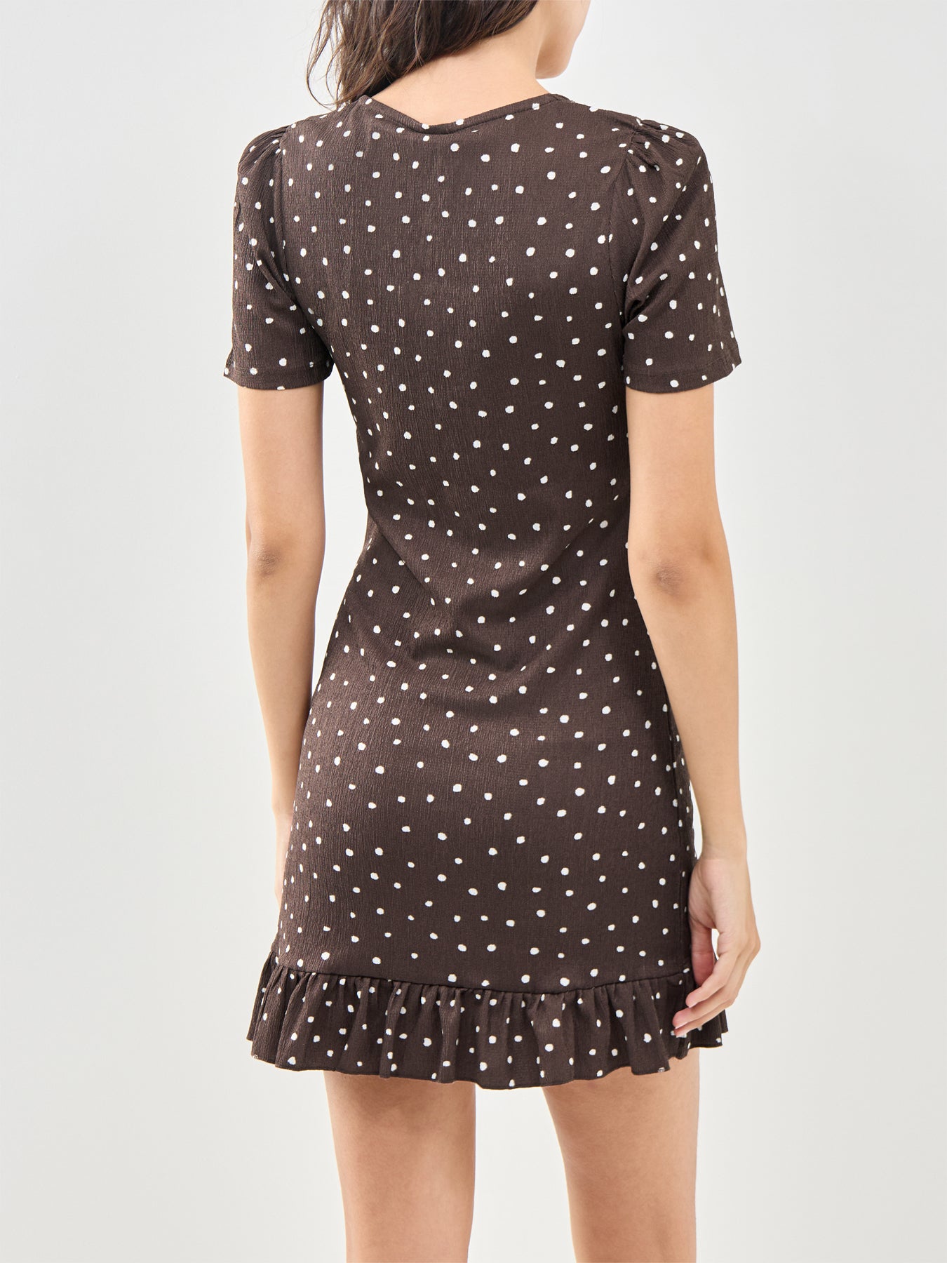 Molly V-Neck Mini Dress Brown