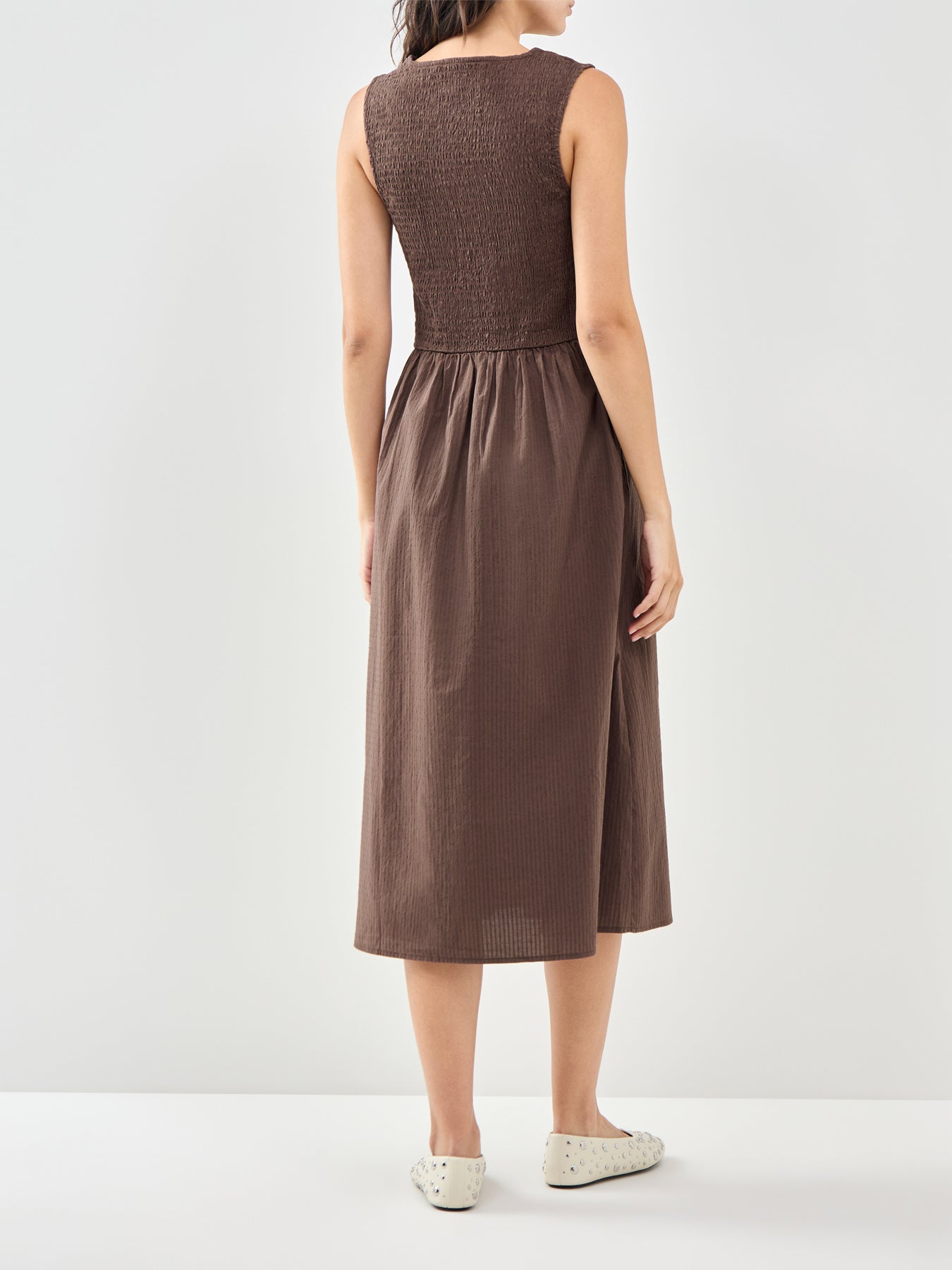 Noema Sleeveless Smock Dress Brown