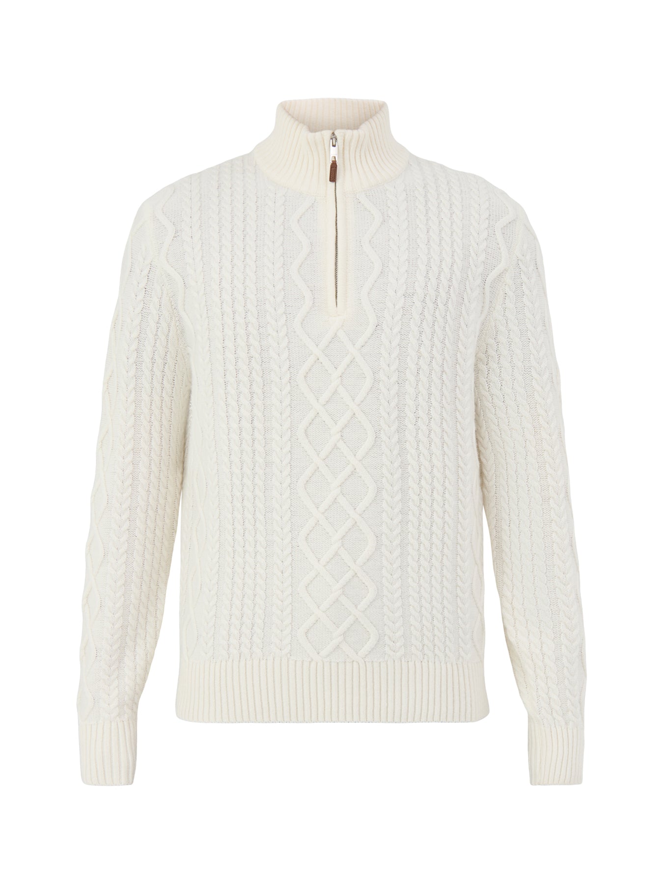 Wool Blend Cable Knit Half Zip Jumper