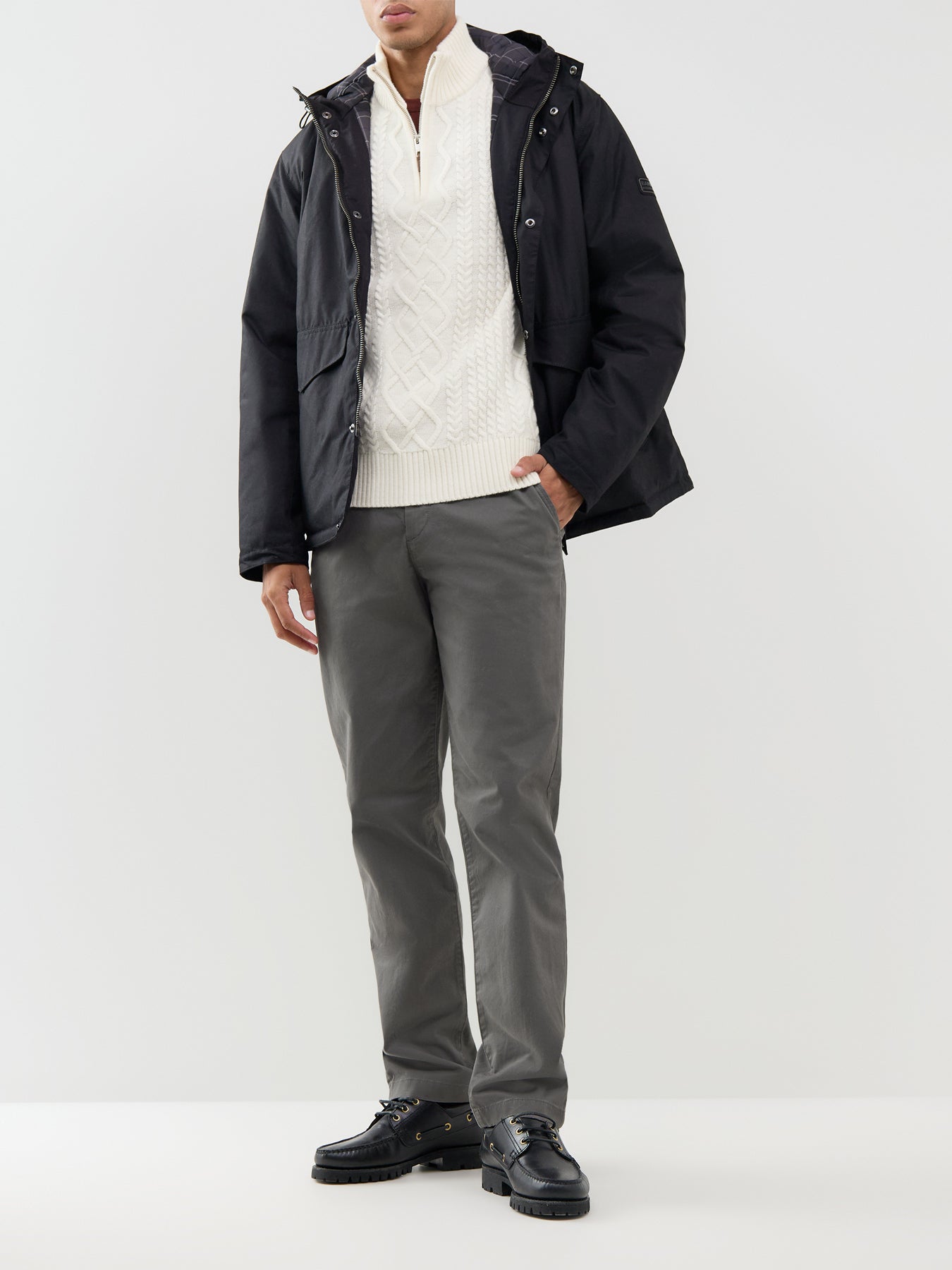Wool Blend Cable Knit Half Zip Jumper