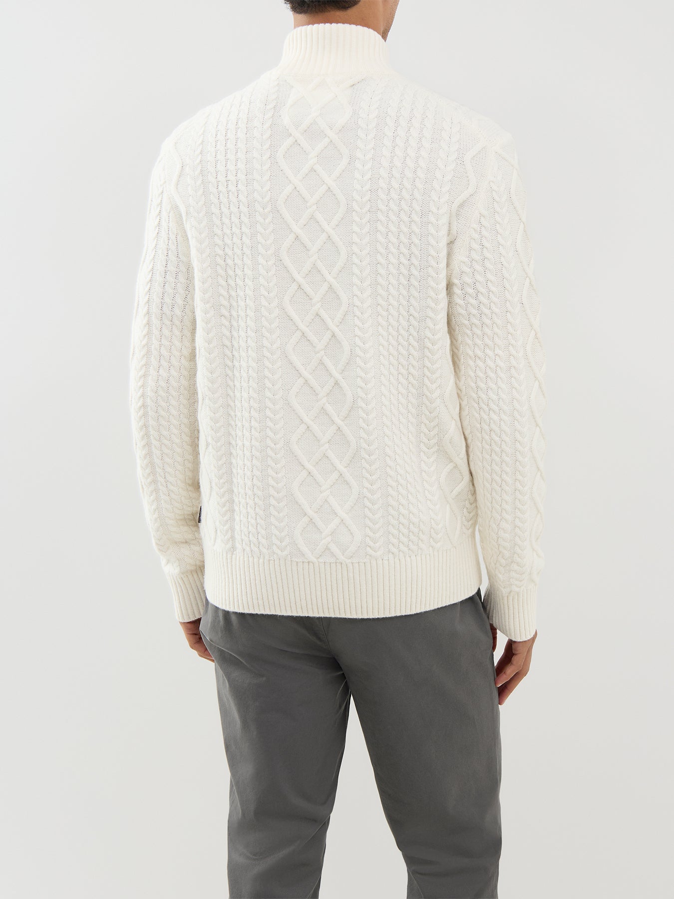 Wool Blend Cable Knit Half Zip Jumper