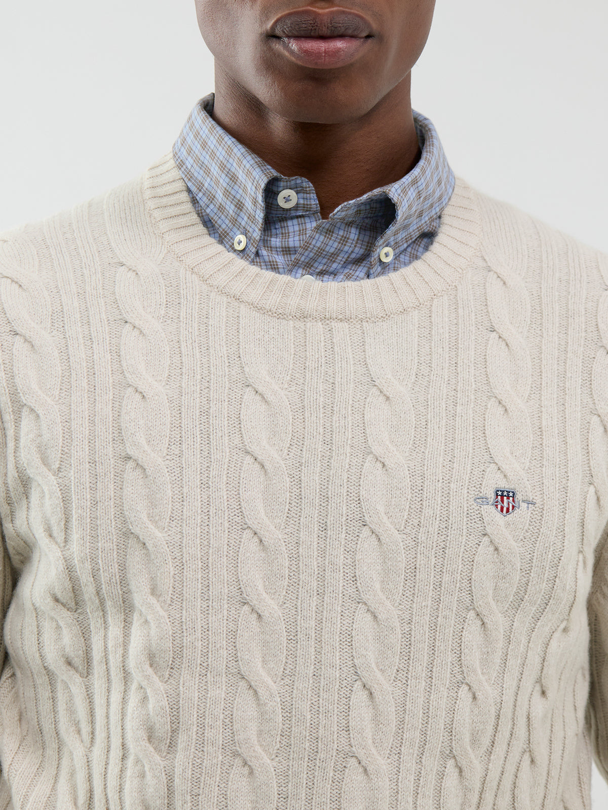 Lambswool Cable Knit Crew Neck Jumper