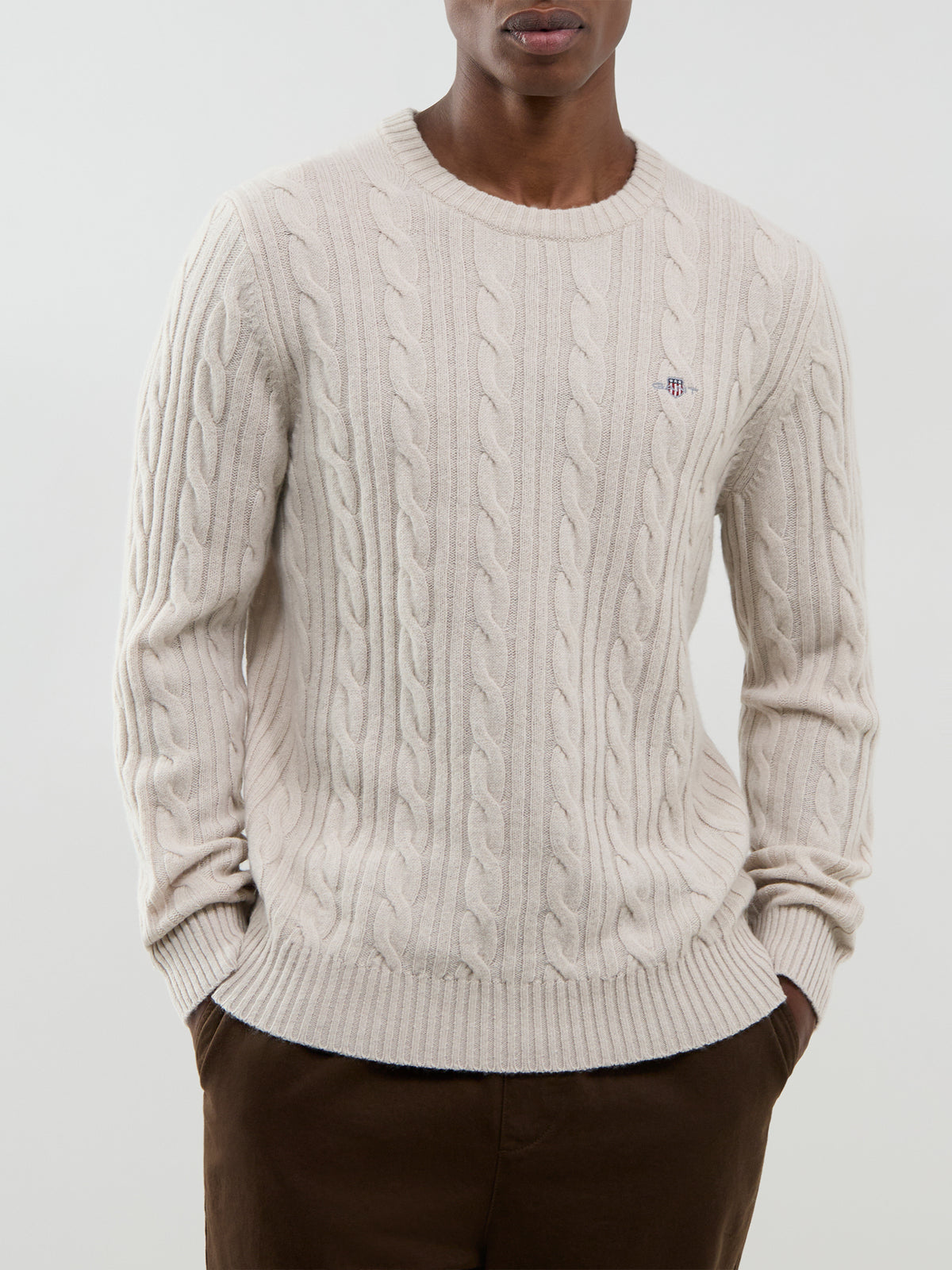 Lambswool Cable Knit Crew Neck Jumper