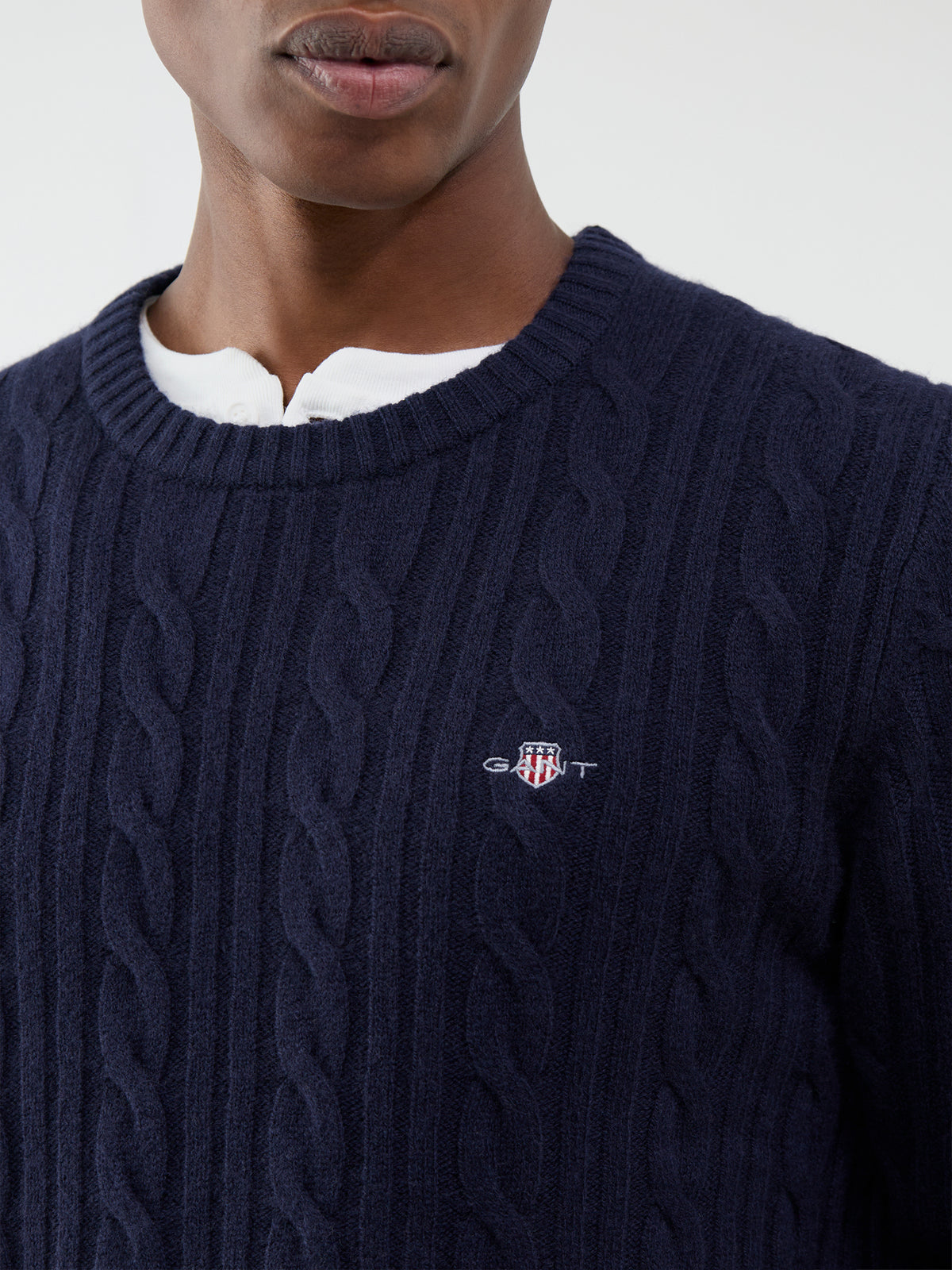 Lambswool Cable Knit Crew Neck Jumper