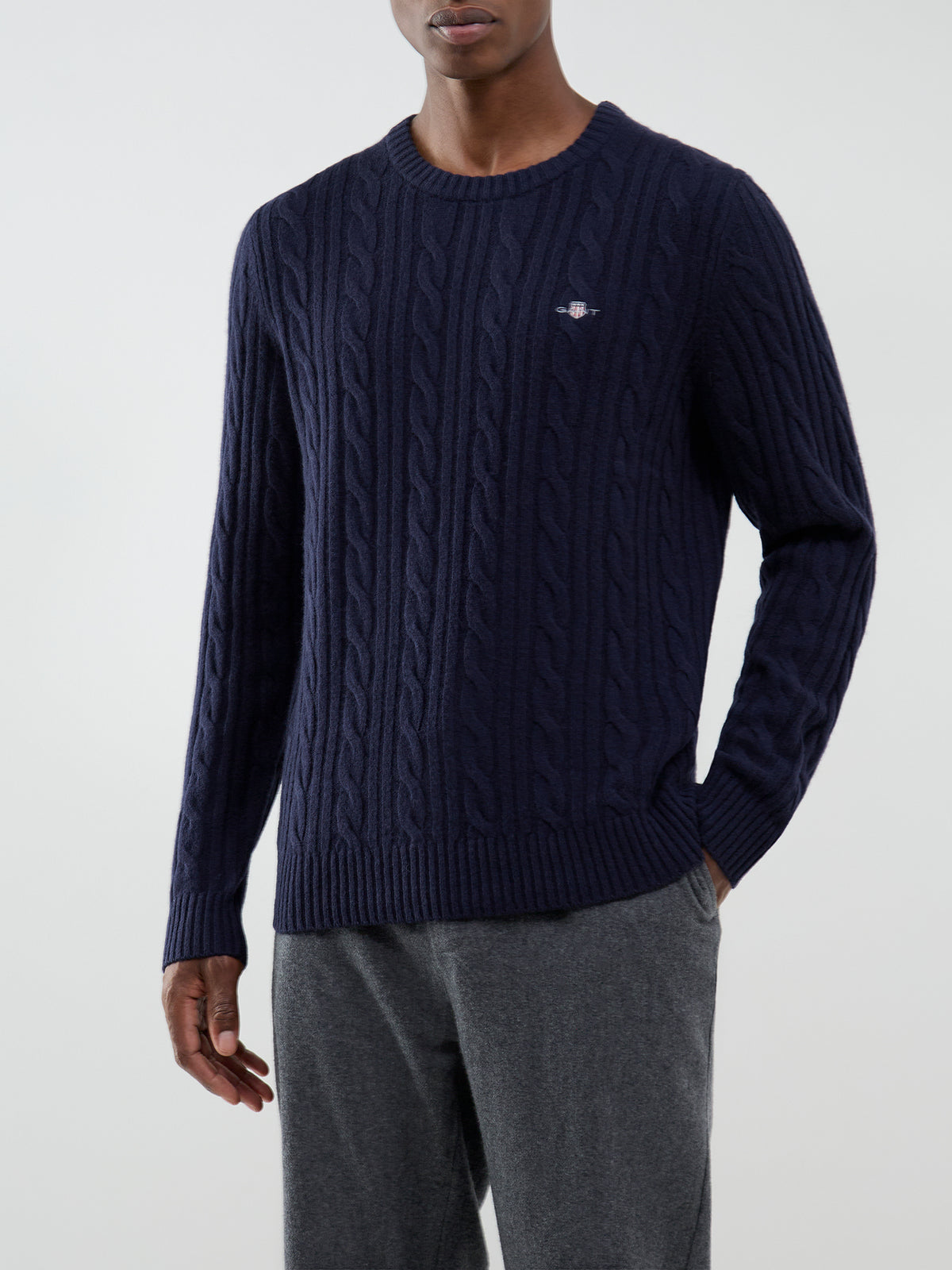 Lambswool Cable Knit Crew Neck Jumper