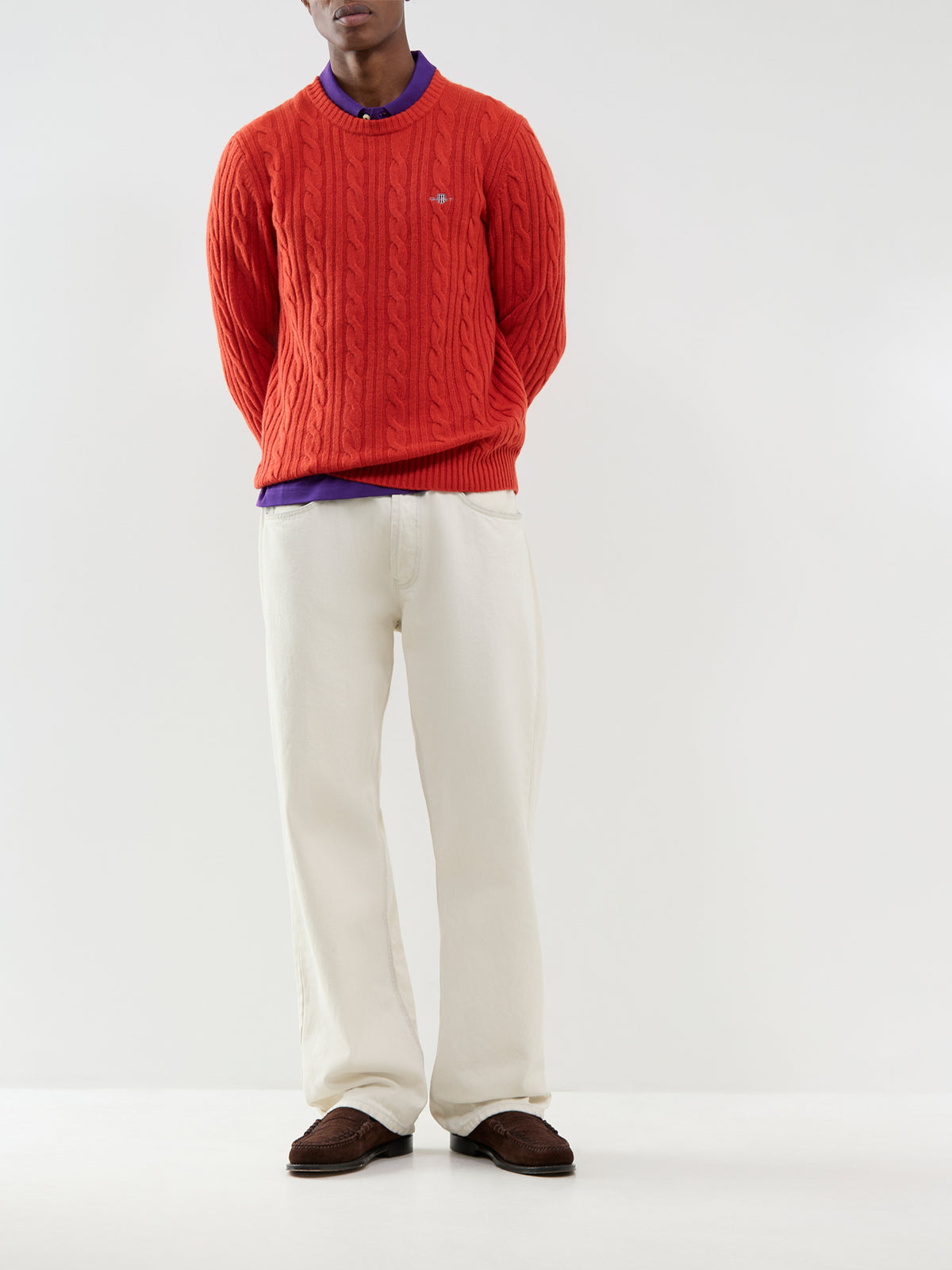 Lambswool Cable Knit Crew Neck Jumper