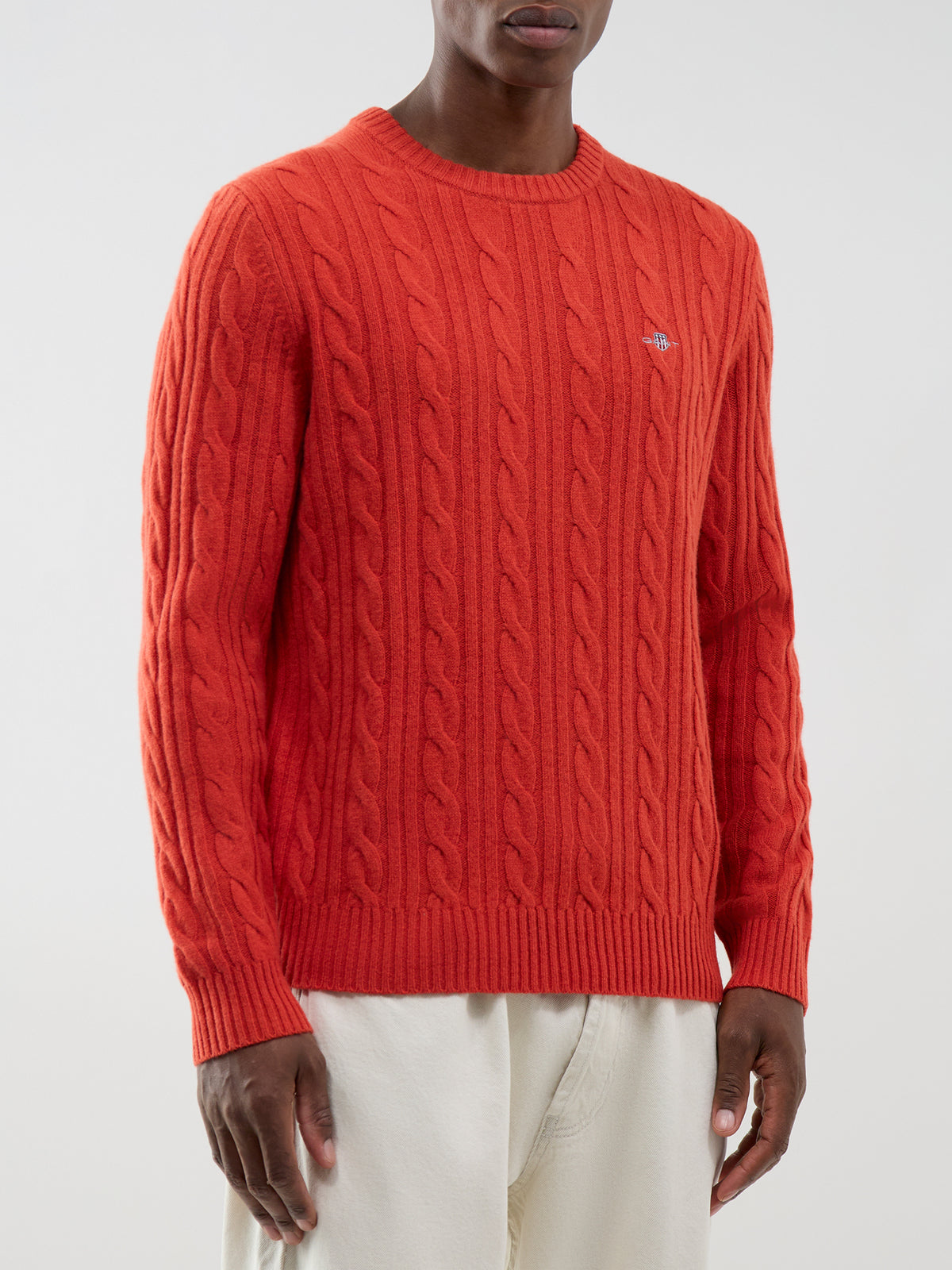 Lambswool Cable Knit Crew Neck Jumper