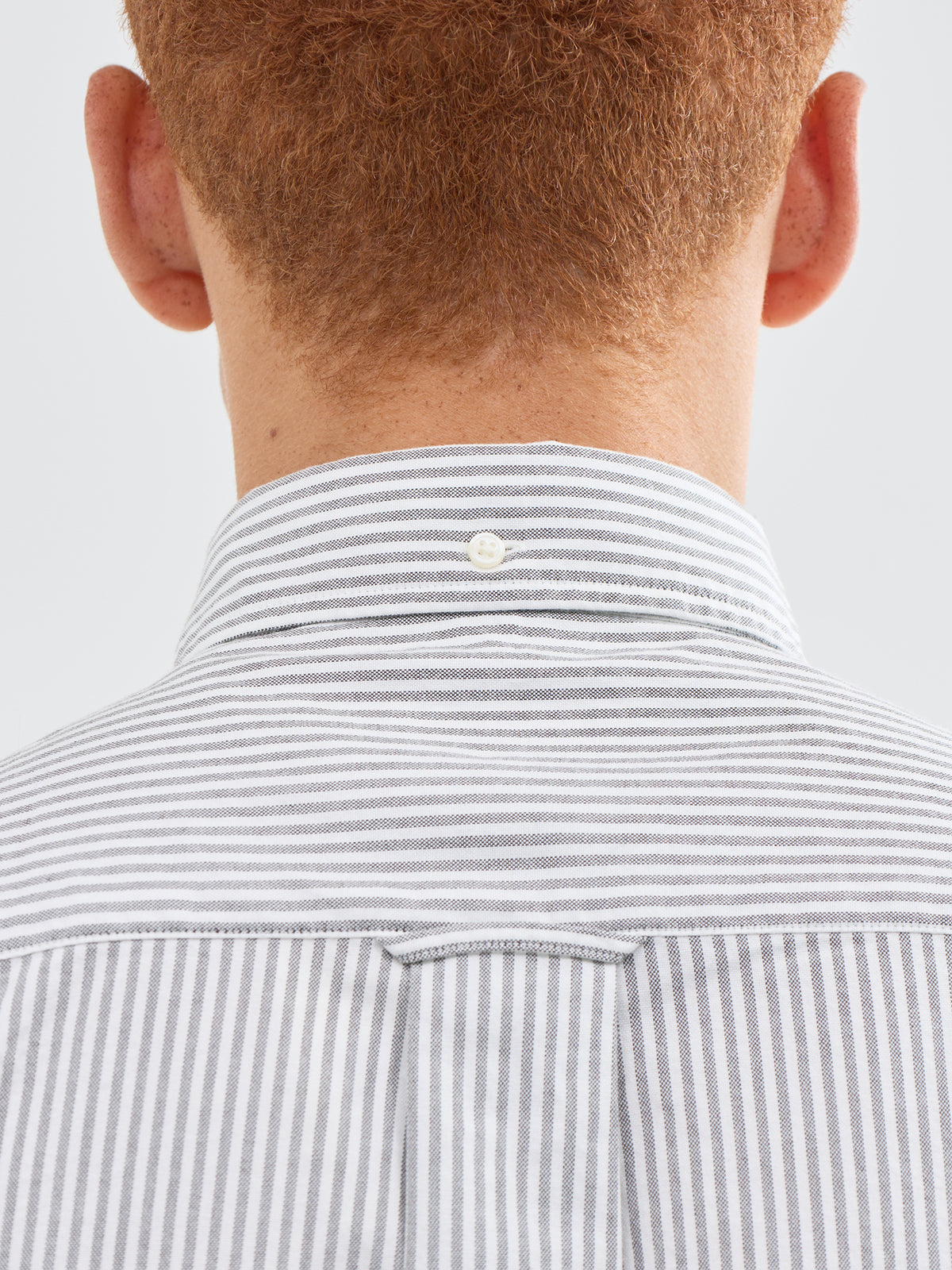 Classic Oxford Stripe Cotton Long-Sleeved Shirt - Black Brown